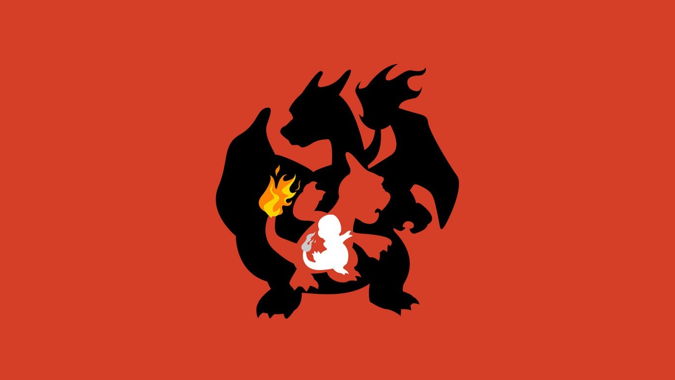 General 1366x768 Charizard Charmander Charmeleon orange Pokémon anime red background