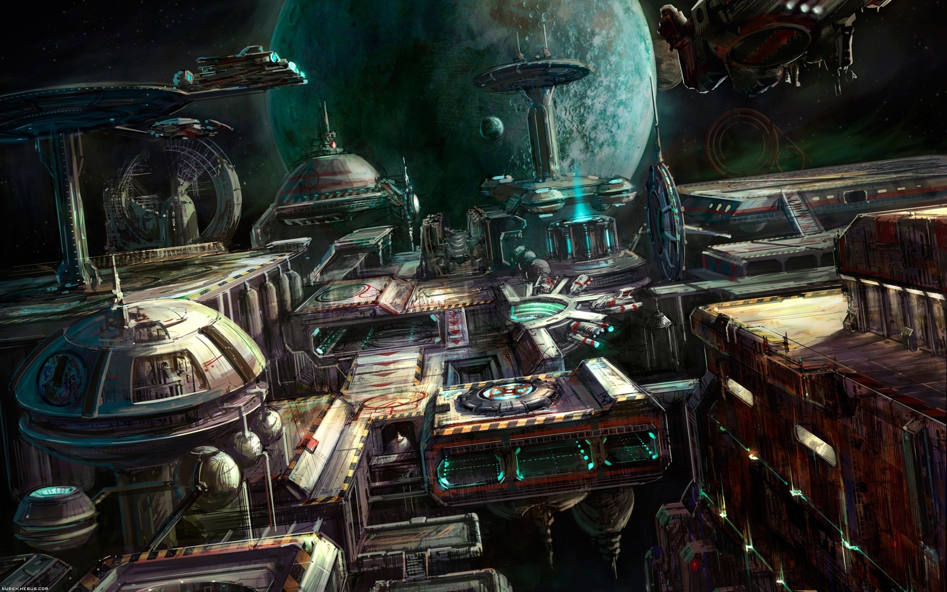 General 1920x1200 StarCraft artwork Terrans space station video games PC gaming video game art science fiction
