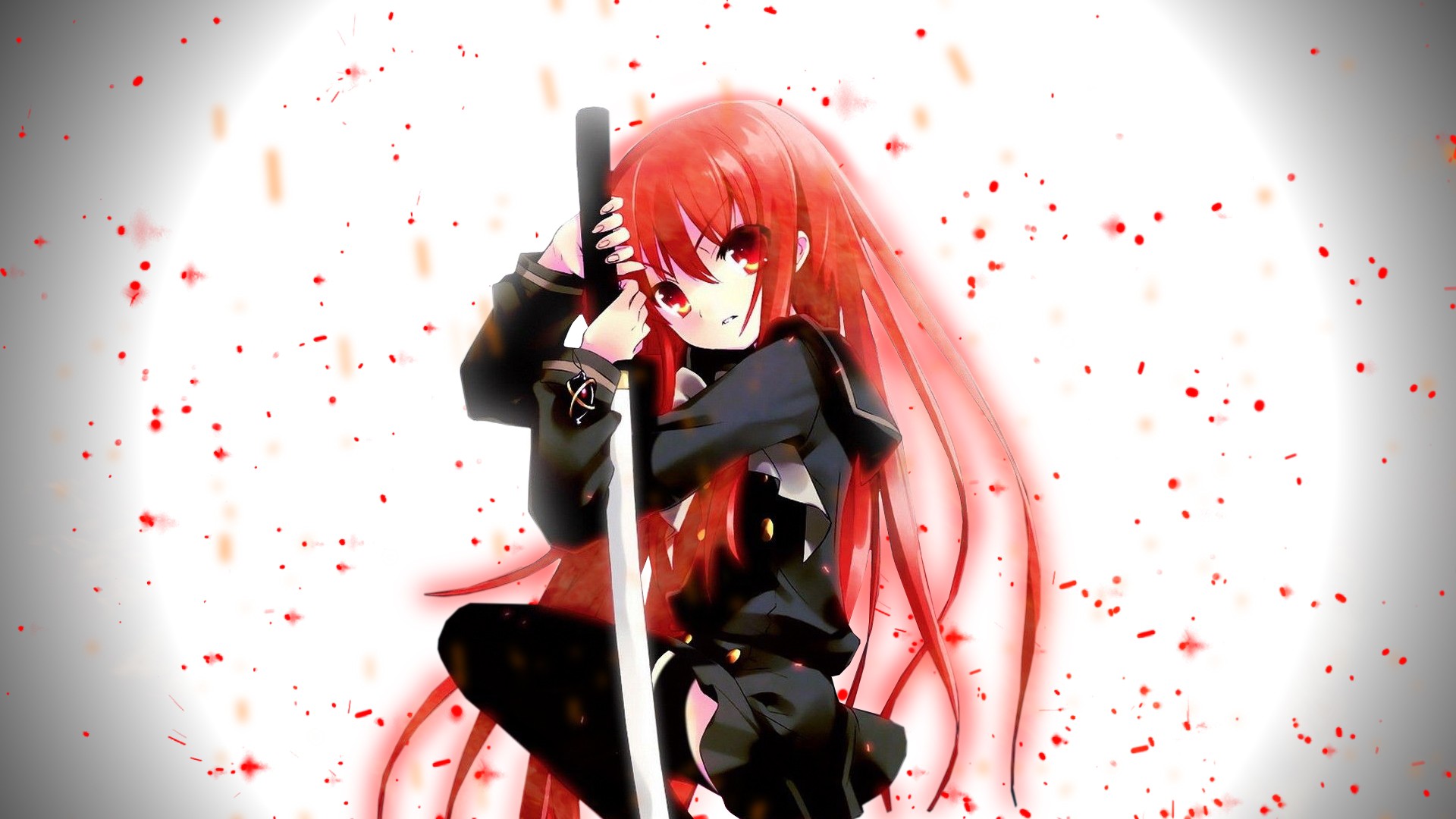 Anime 1920x1080 Shana Shakugan no Shana redhead red eyes sword katana anime anime girls women with swords long hair weapon