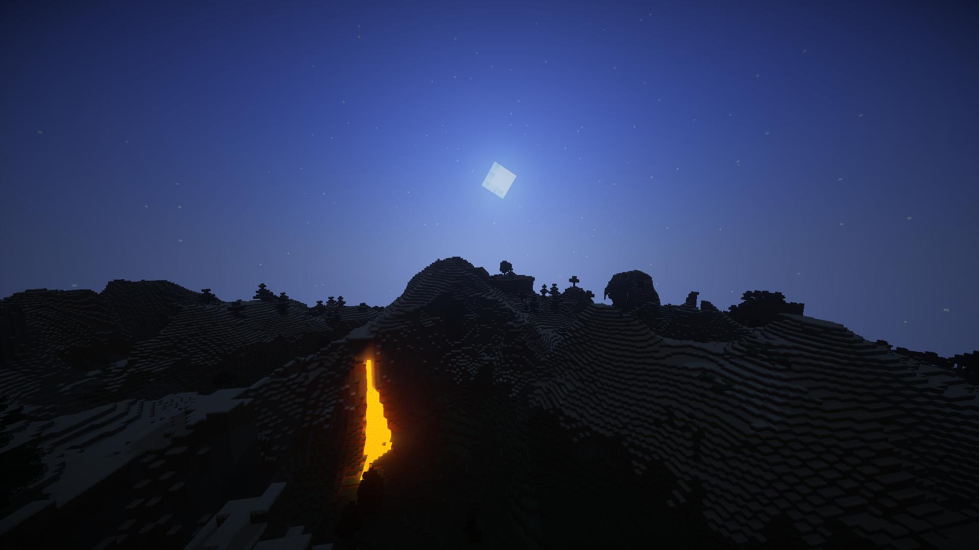 General 1920x1080 Minecraft Sun Moon lava water shaders black video games PC gaming screen shot