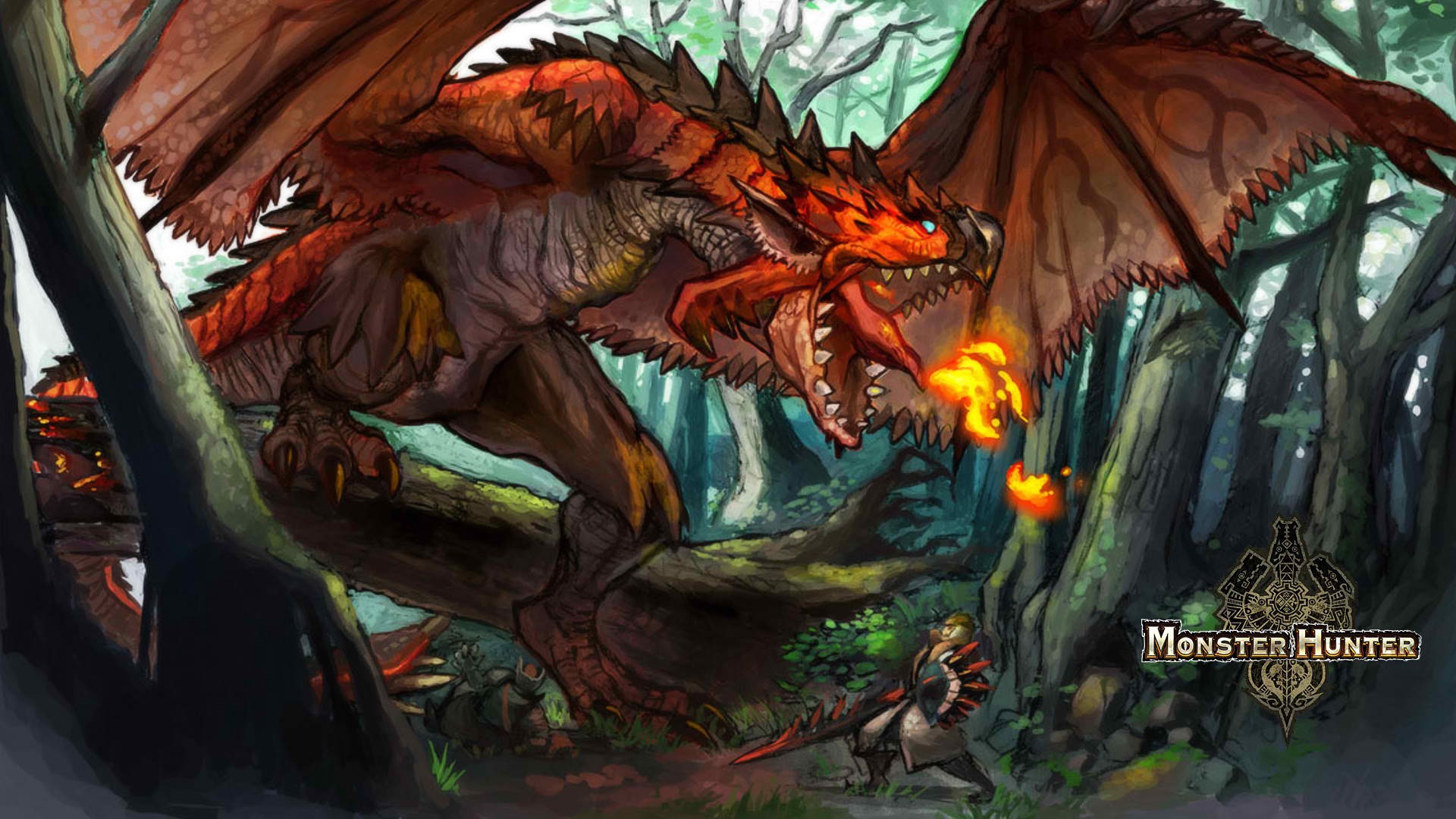 General 1920x1080 Monster Hunter Rathalos creature fantasy art video games video game art dragon