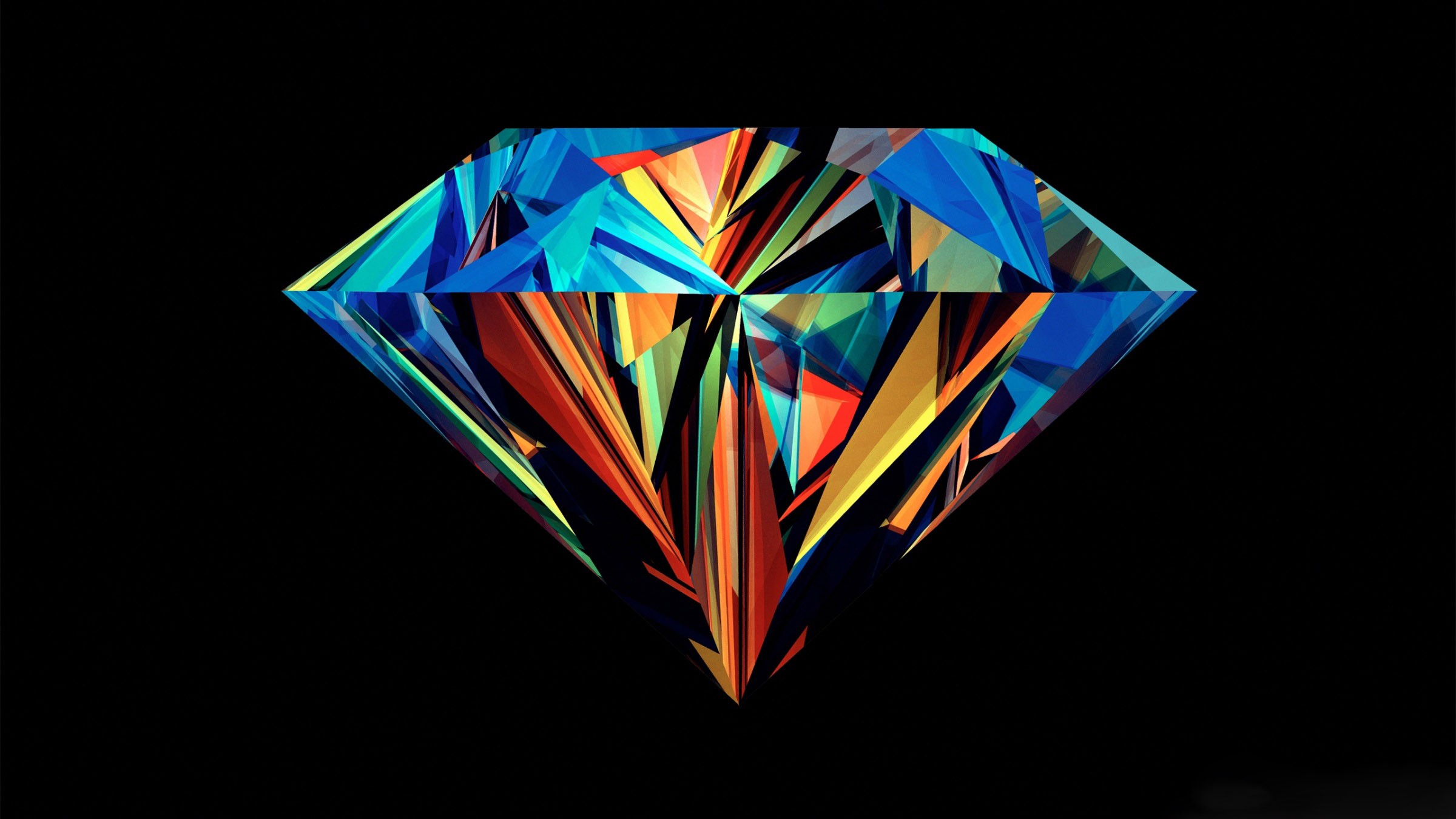 General 2400x1350 Justin Maller diamonds facets black background digital art colorful abstract simple background 3D Abstract CGI