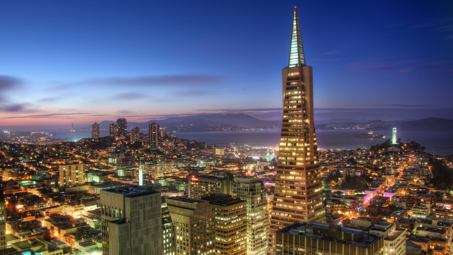 General 1920x1080 cityscape San Francisco USA night city lights sky