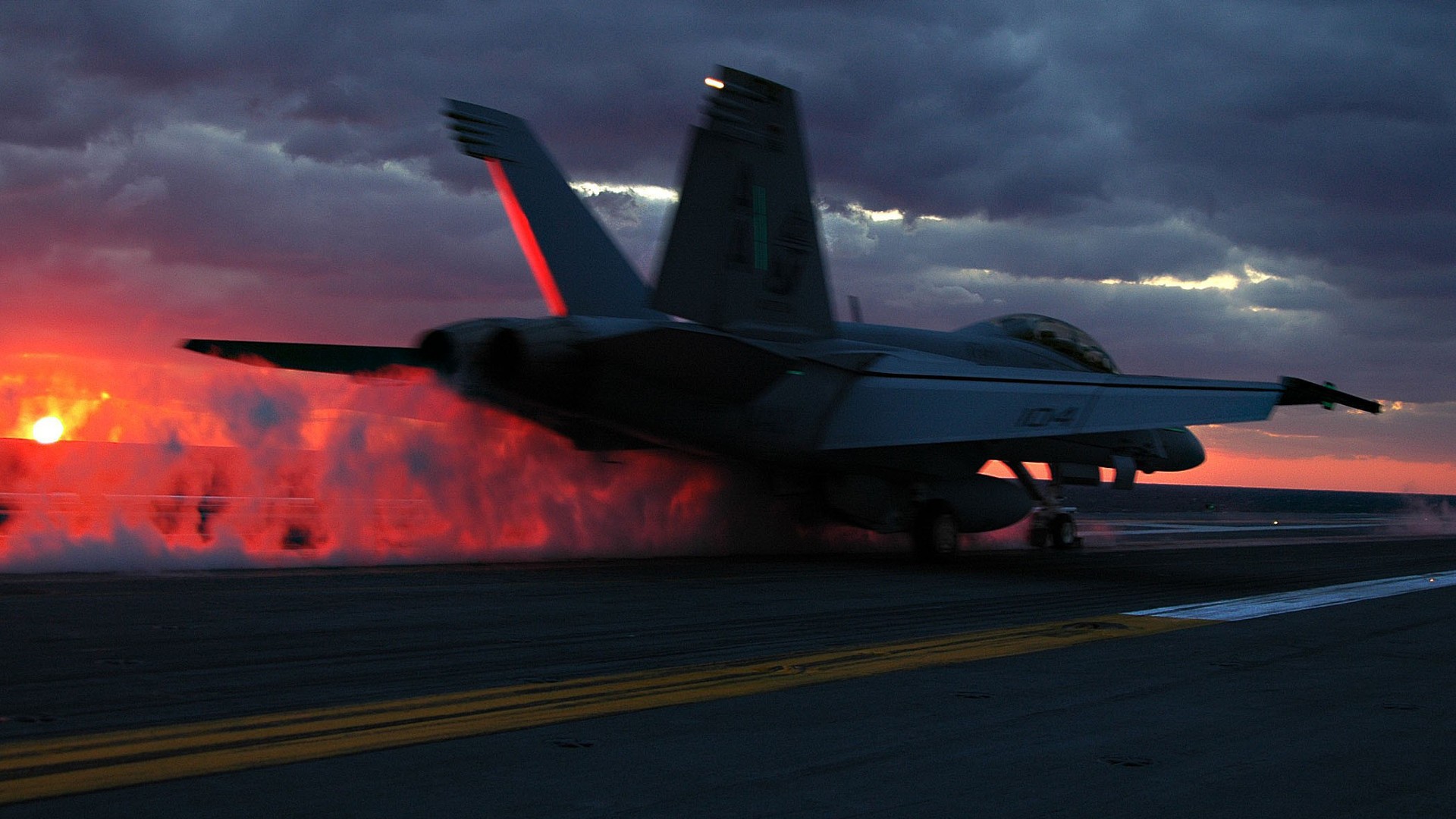 General 1920x1080 military navy United States Navy McDonnell Douglas F/A-18 Hornet aircraft military aircraft vehicle military vehicle aircraft carrier flight deck sunset 2005 (Year) USS Dwight D. Eisenhower launching jet fighter American aircraft