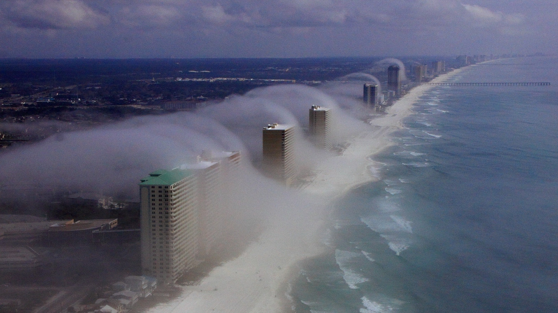 General 1920x1080 Miami coast clouds aerial view sea landscape USA cityscape beach