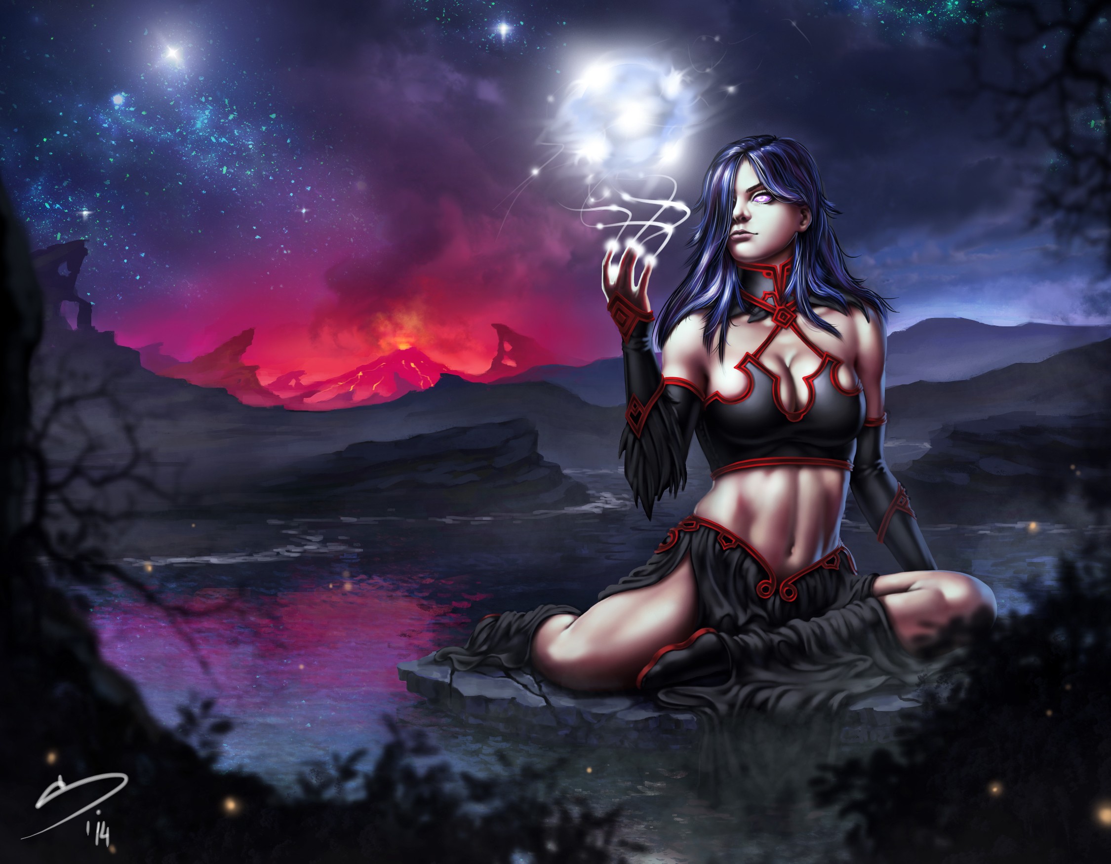 General 2250x1750 video games fan art artwork Diablo women belly 2014 (Year) PC gaming video game girls