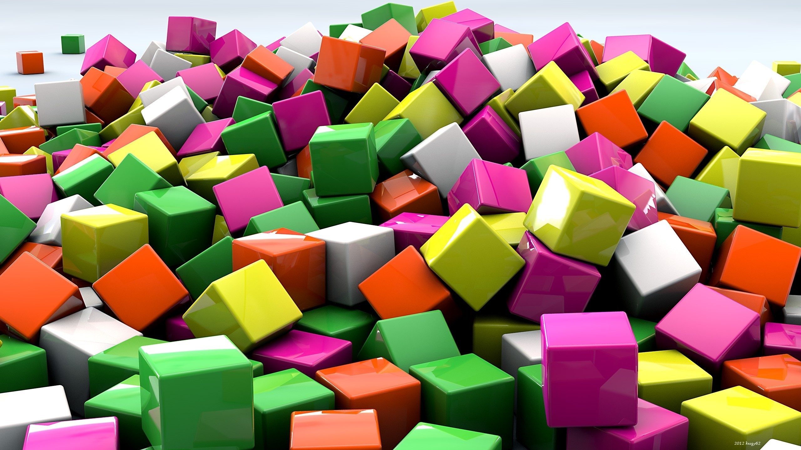 General 2560x1440 cube colorful abstract digital art CGI 3D blocks 3D Abstract