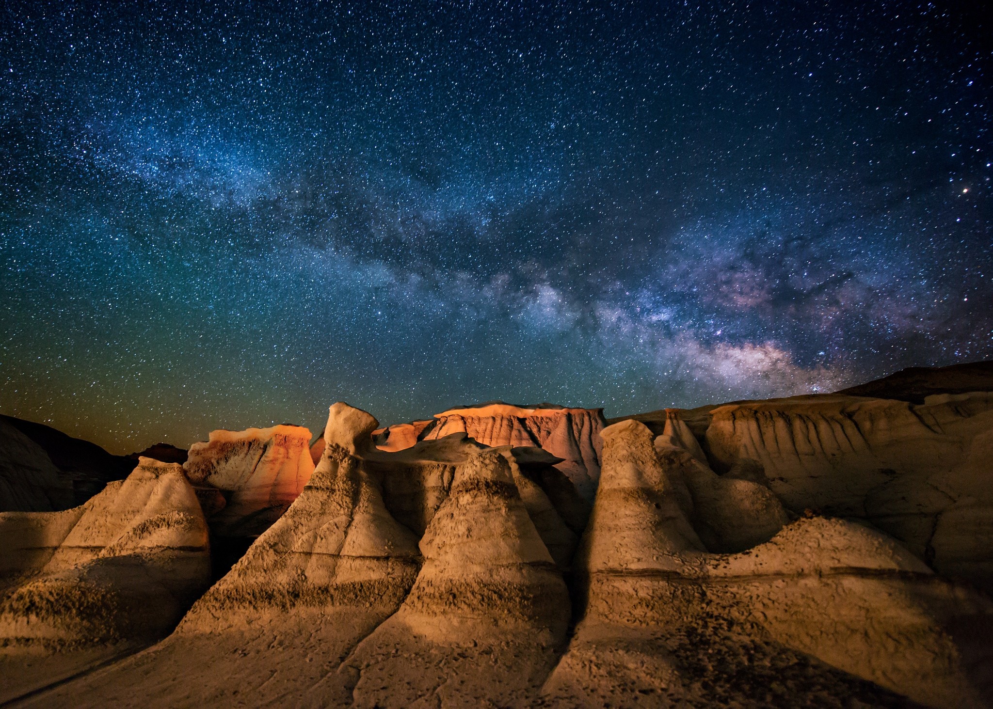 General 2048x1463 landscape nature Milky Way galaxy starry night desert moonlight long exposure New Mexico sky stars