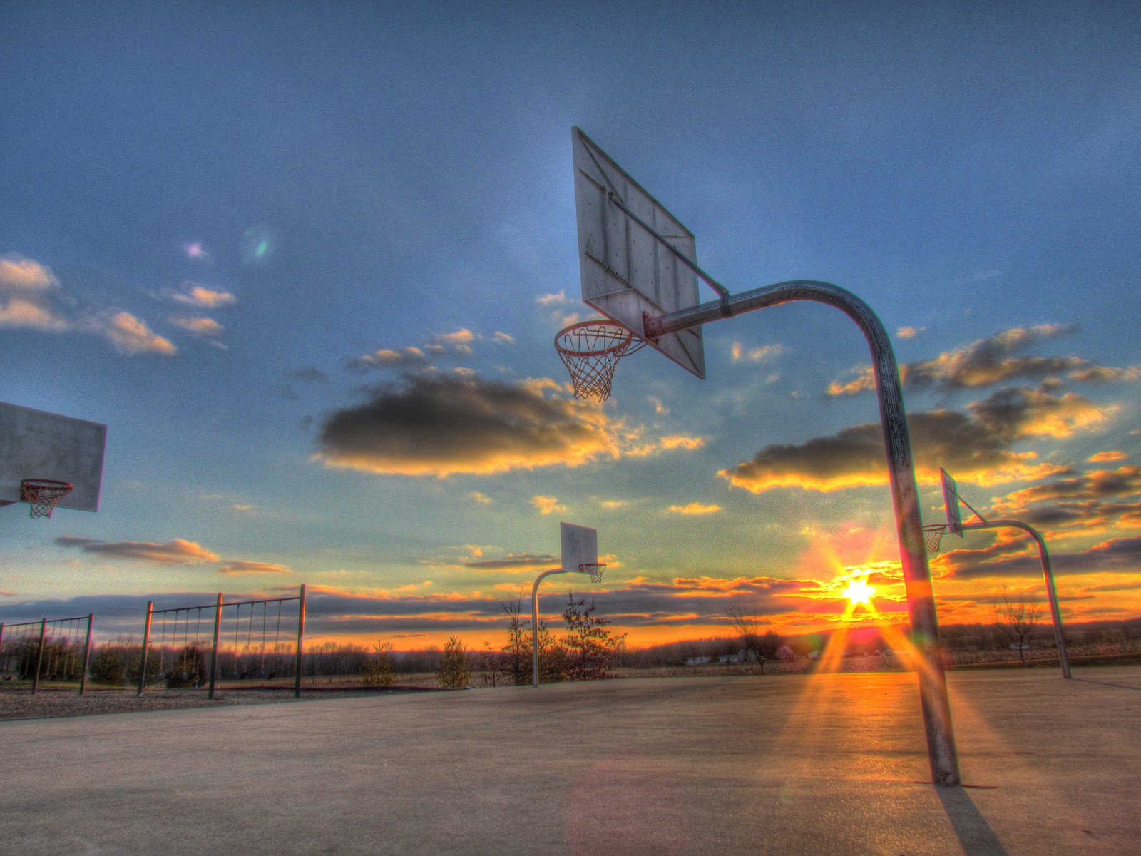 General 1600x1200 basketball sport basketball court sunset hoop