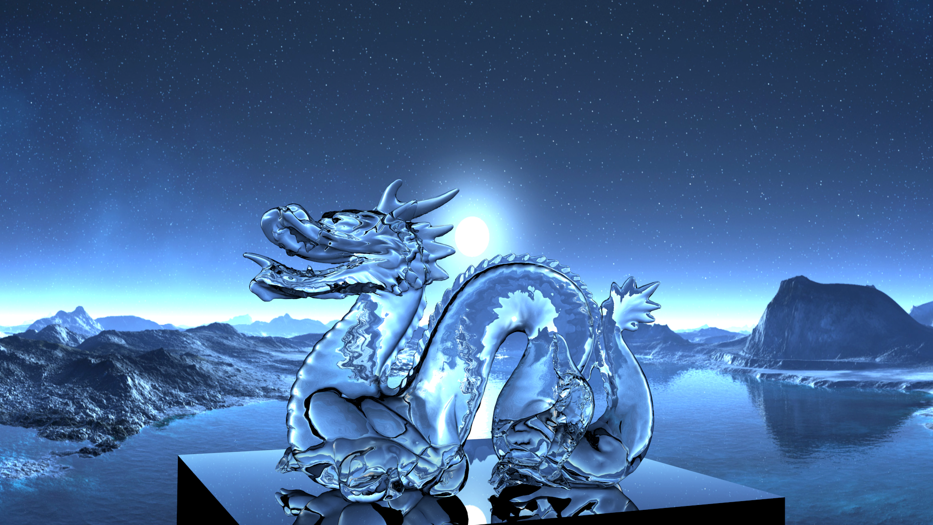 General 1920x1080 dragon CGI Refraction night Chinese dragon digital art