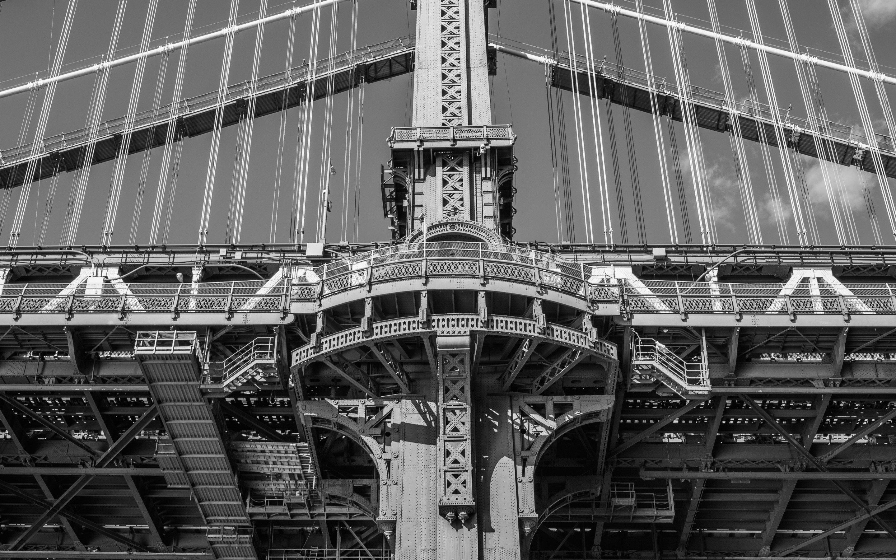General 2880x1800 Manhattan Bridge bridge monochrome architecture USA