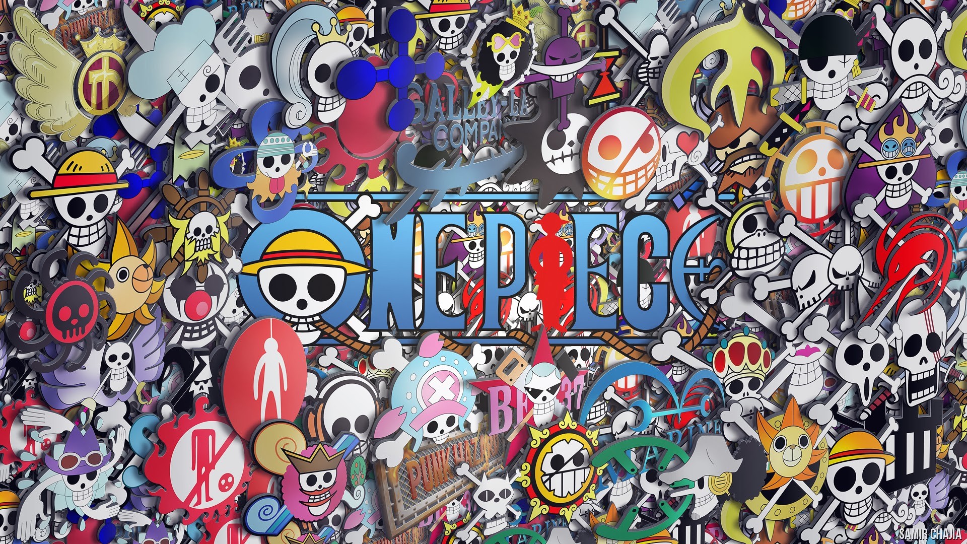 Anime 1920x1080 One Piece original characters anime colorful collage