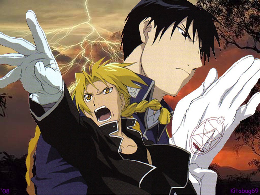 Anime 1024x768 Roy Mustang Elric Edward Full Metal Alchemist anime boys anime