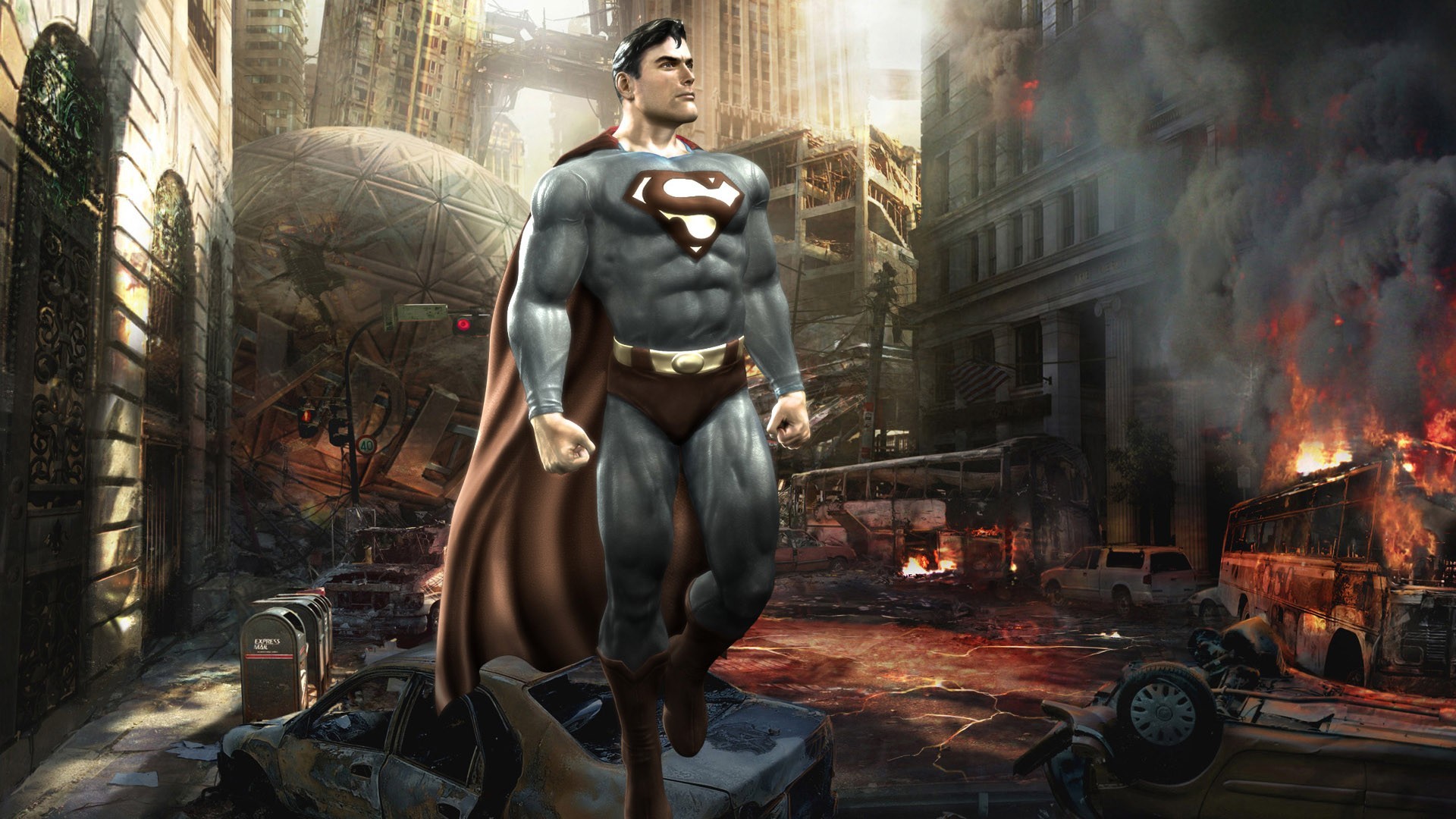 General 1920x1080 Superman video games video game art superhero ruins Injustice God's among us Netherrealm Studios