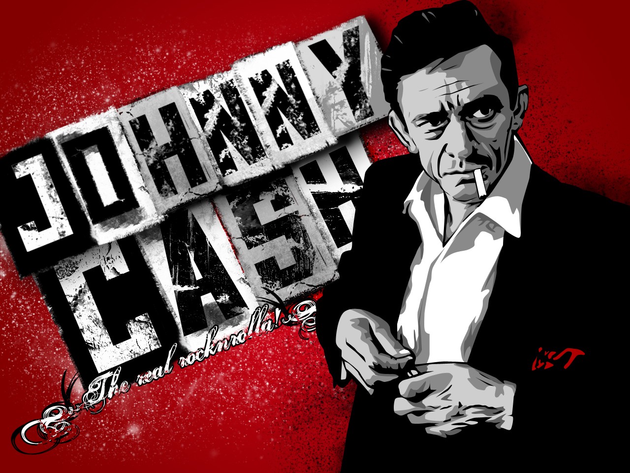 People 1280x960 Johnny Cash music musician red artwork men cigarettes red background celebrity