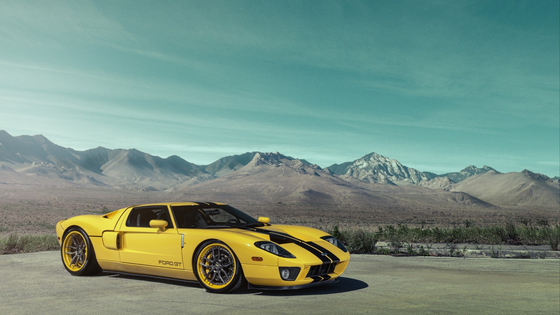 General 1920x1080 Ford car Ford GT mk I Ford GT mountains landscape yellow cars vehicle