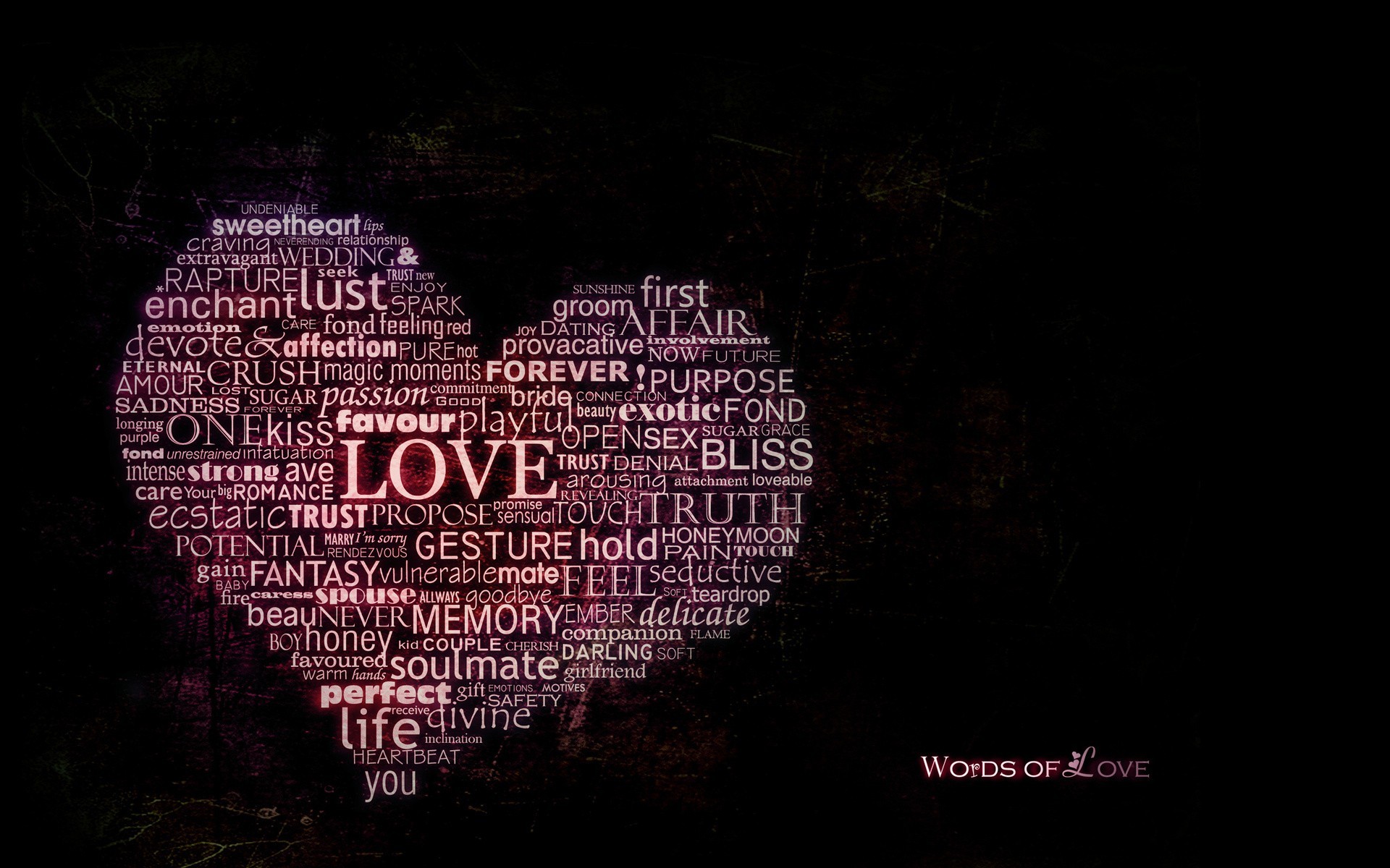 General 1920x1200 love typography word clouds pink heart (design) digital art text simple background