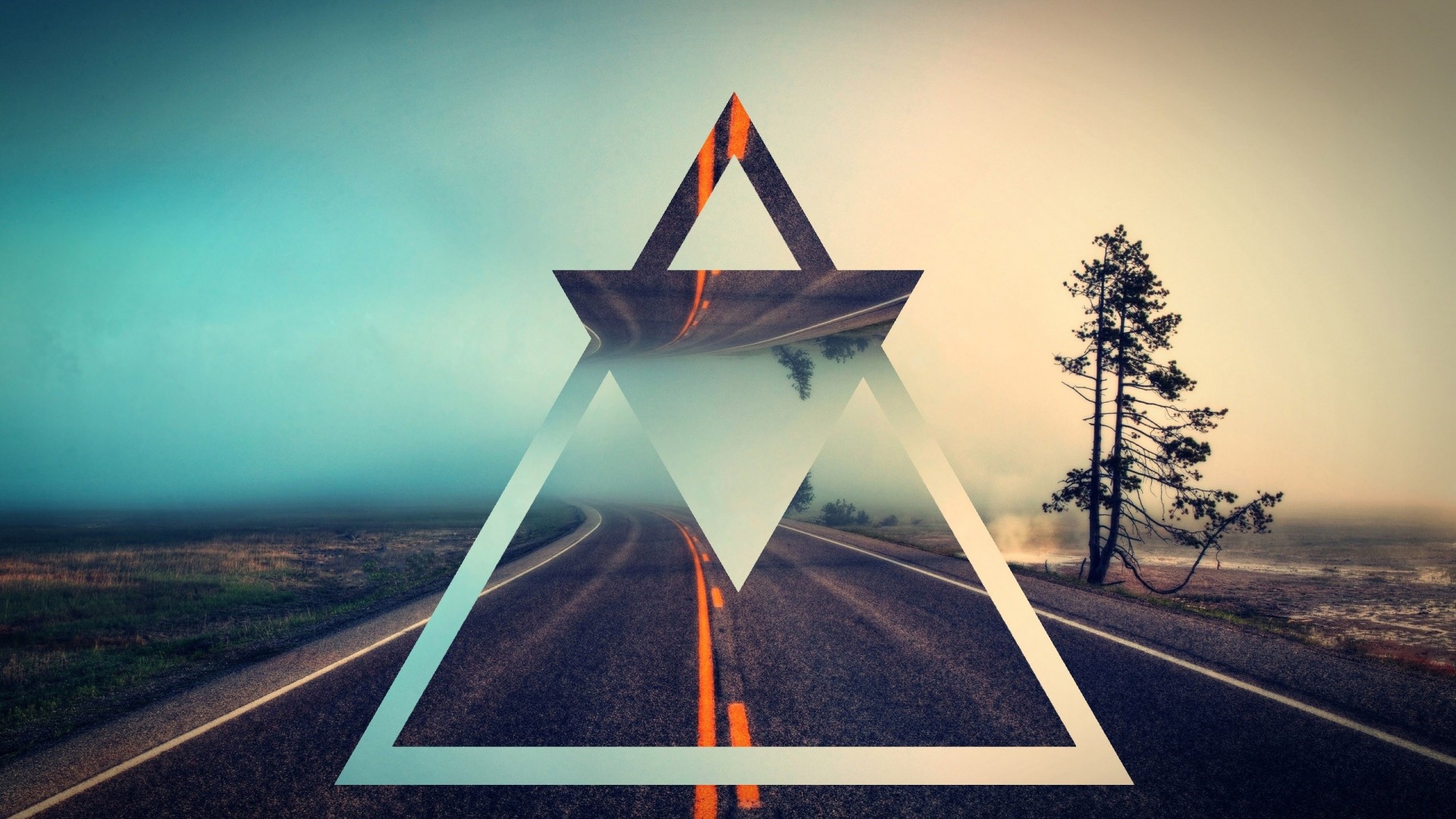 General 1920x1080 polyscape road landscape abstract triangle geometric figures