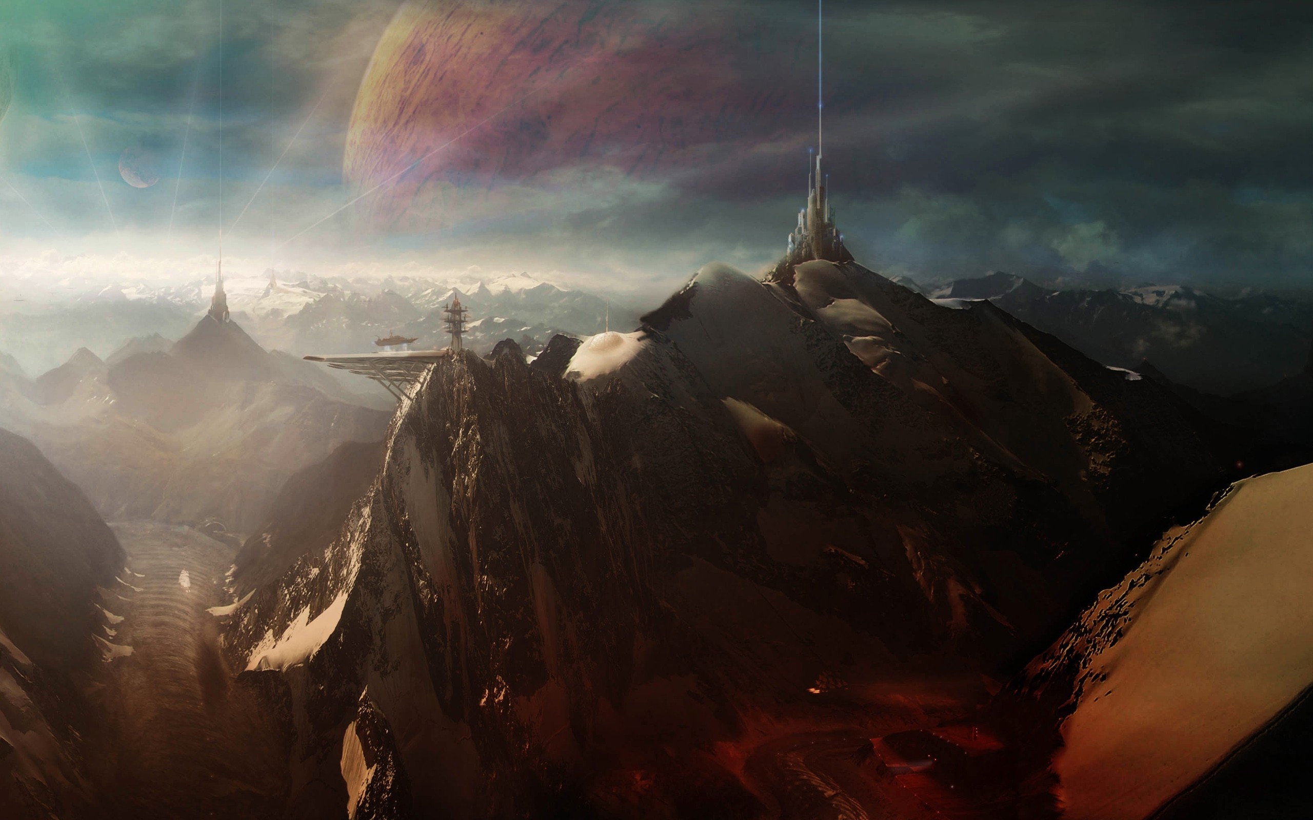 General 2560x1600 science fiction planet mountains futuristic artwork landscape digital art