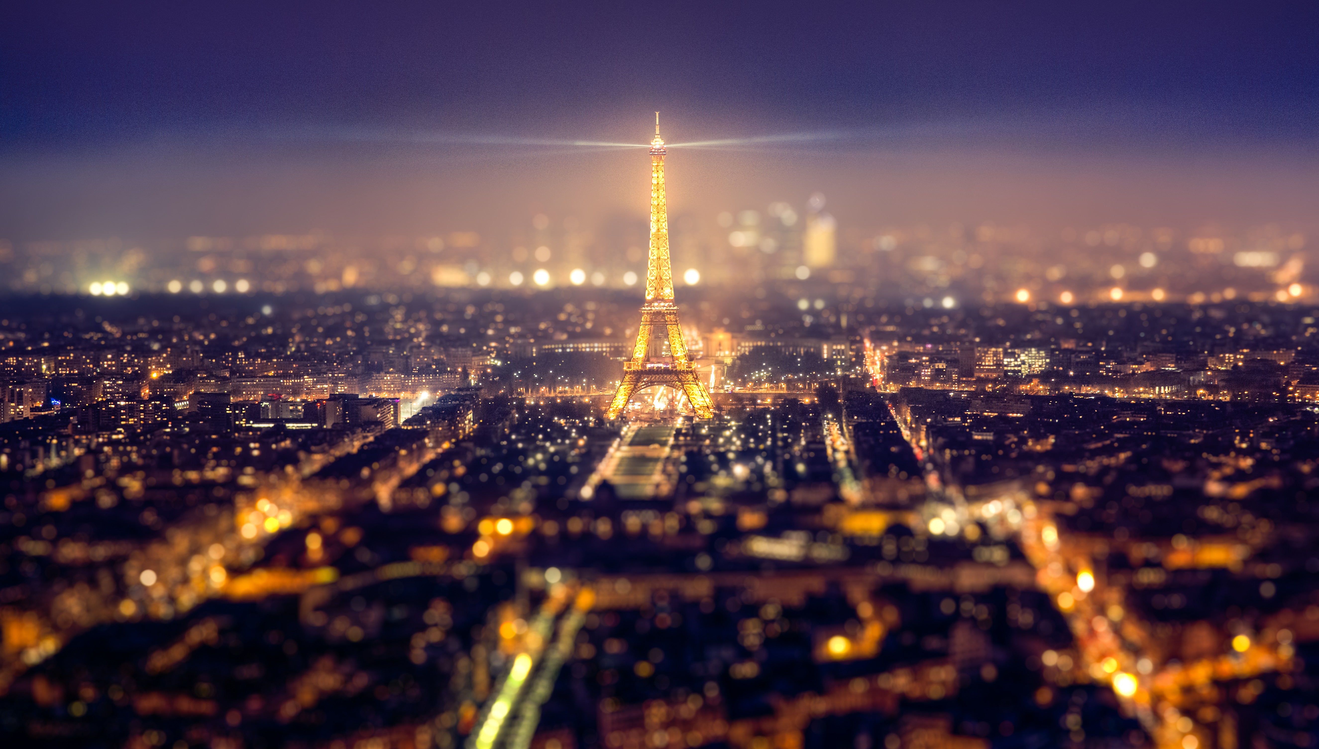General 5300x3009 Eiffel Tower Paris night tilt shift cityscape city lights digital art
