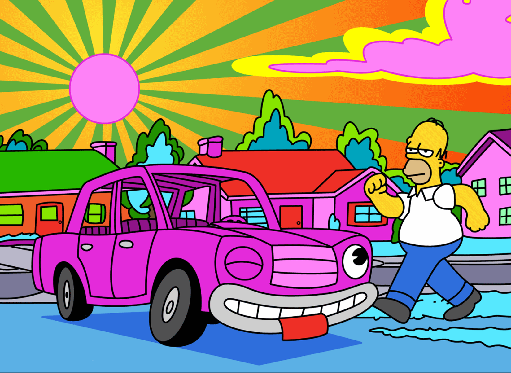 General 1650x1204 The Simpsons Homer Simpson cartoon psychedelic pink LSD TV series