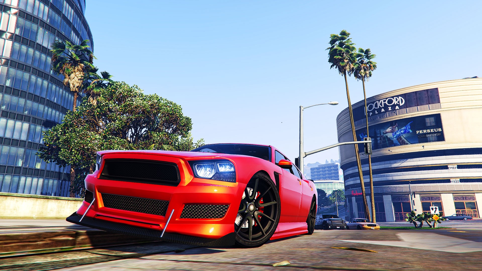 General 1920x1080 Grand Theft Auto V car building video games PC gaming screen shot red cars vehicle
