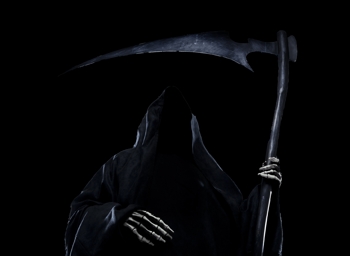 General 1191x872 Grim Reaper scythe dark fantasy art bones black background