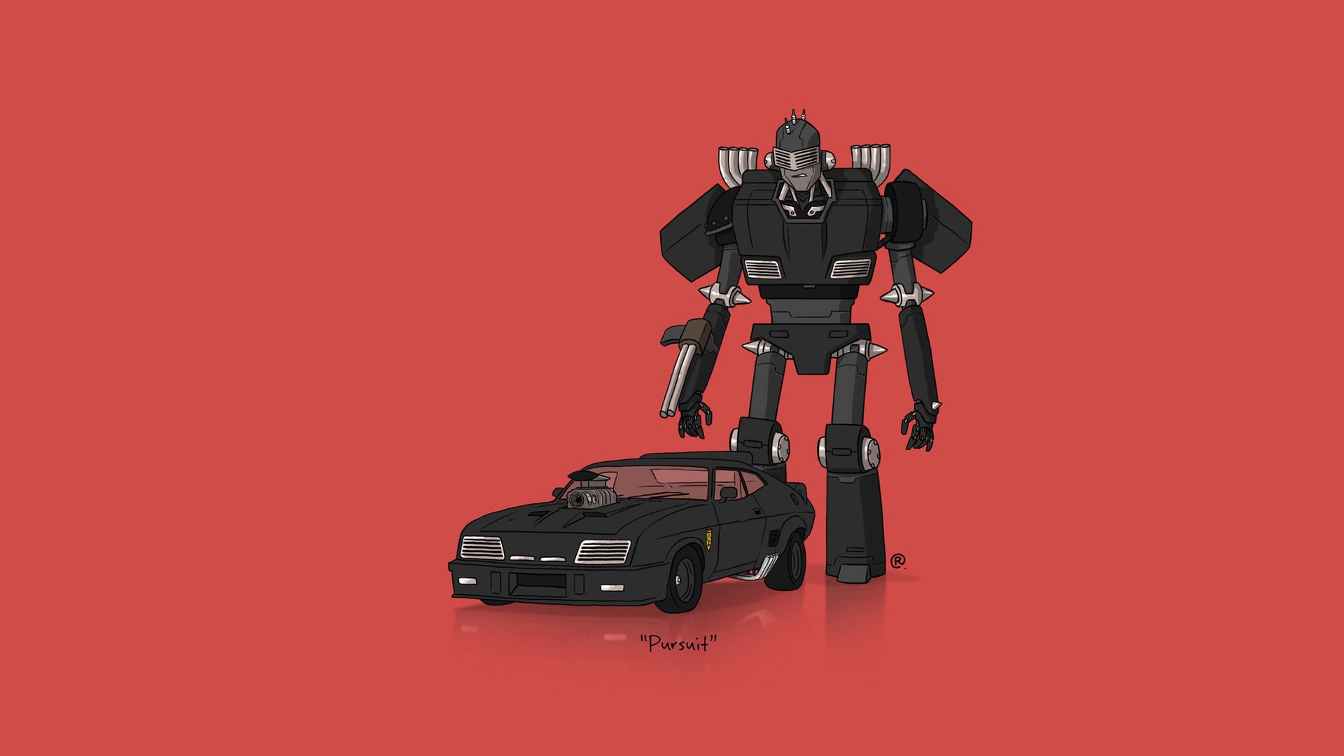 General 1920x1080 car Transformers minimalism Mad Max robot crossover simple background vehicle red background Hasbro Ford Ford Falcon Australian cars