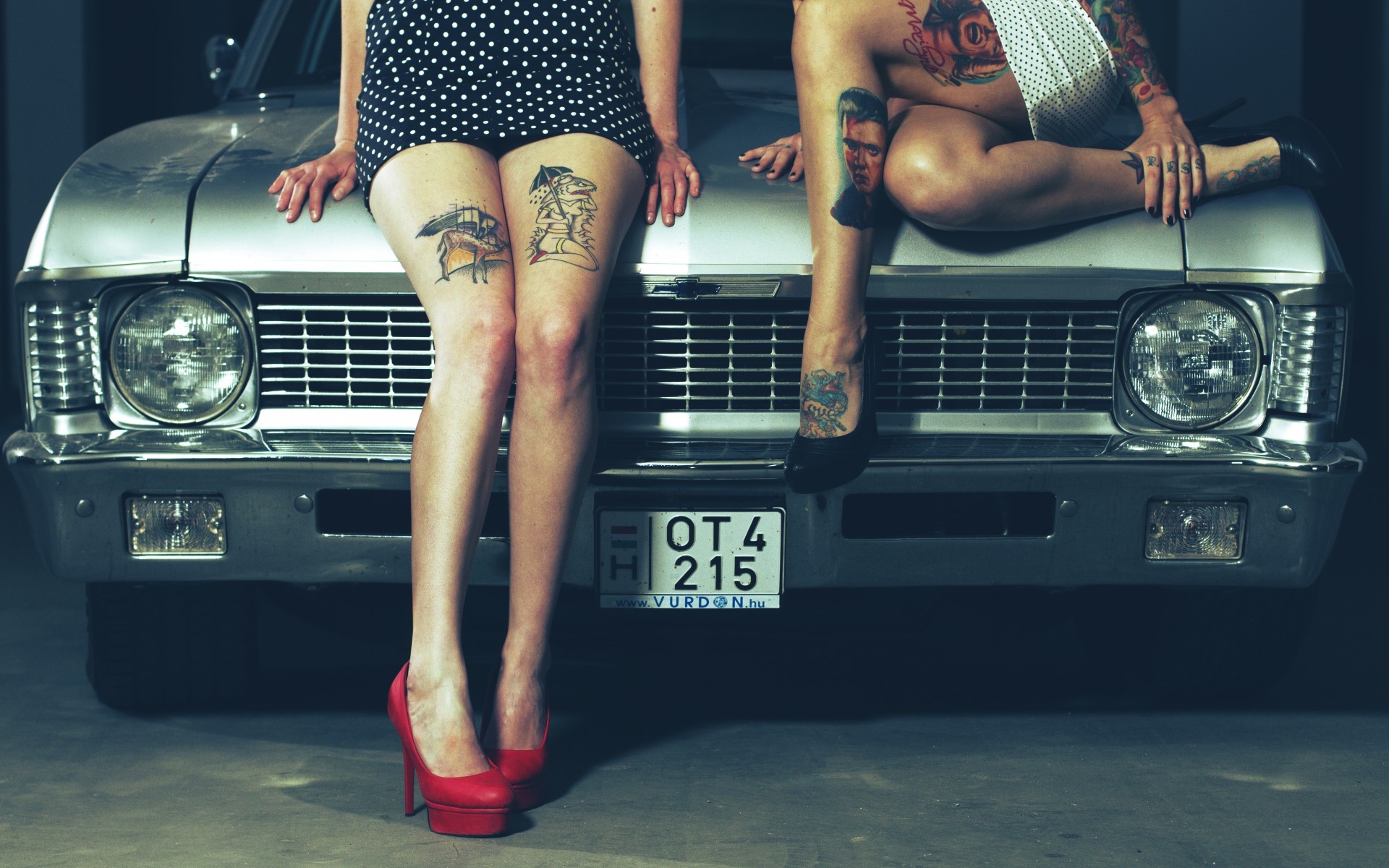 People 1920x1200 women with cars legs inked girls tattoo platform shoes women car