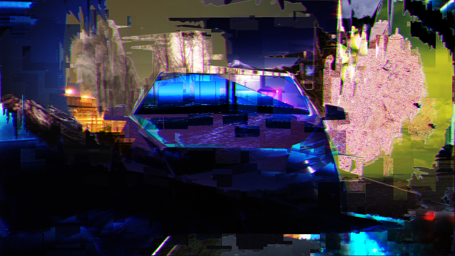 General 1920x1080 glitch art car digital art