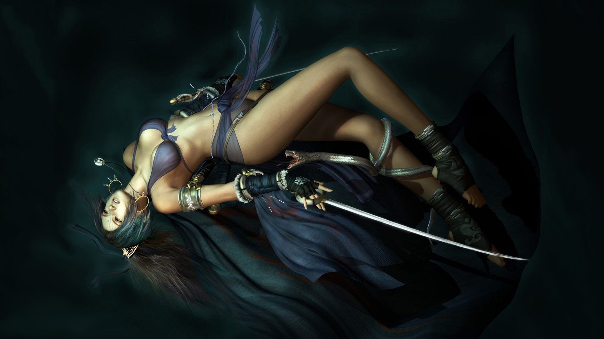 General 1920x1080 Tantra Online fantasy girl fantasy art PC gaming sword boobs belly legs weapon women with swords video game girls