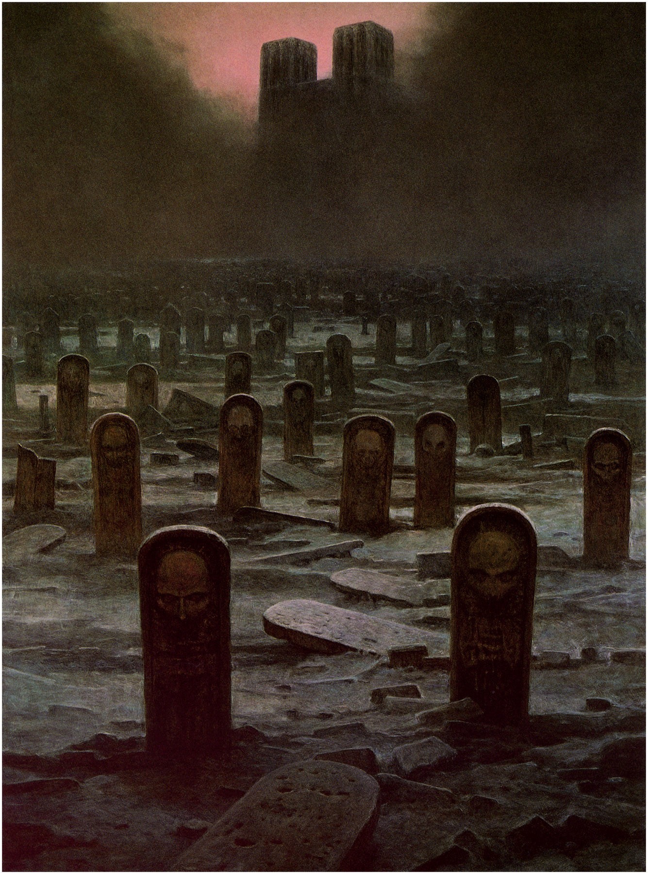 General 1335x1800 Zdzisław Beksiński painting dark graveyards artwork dark fantasy tombstones picture
