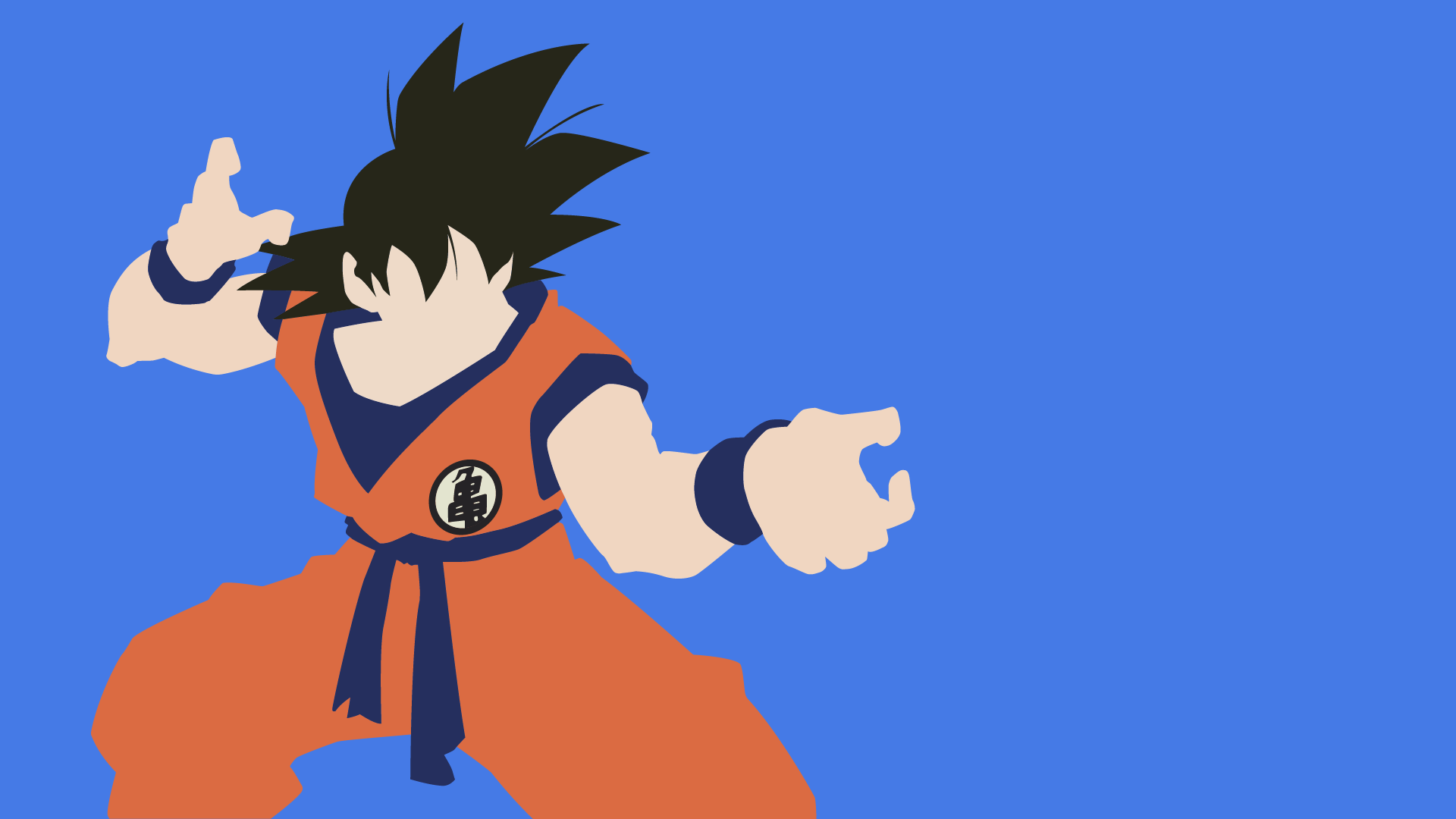 Anime 1920x1080 Son Goku Super Saiyan minimalism anime anime boys dark hair blue background simple background