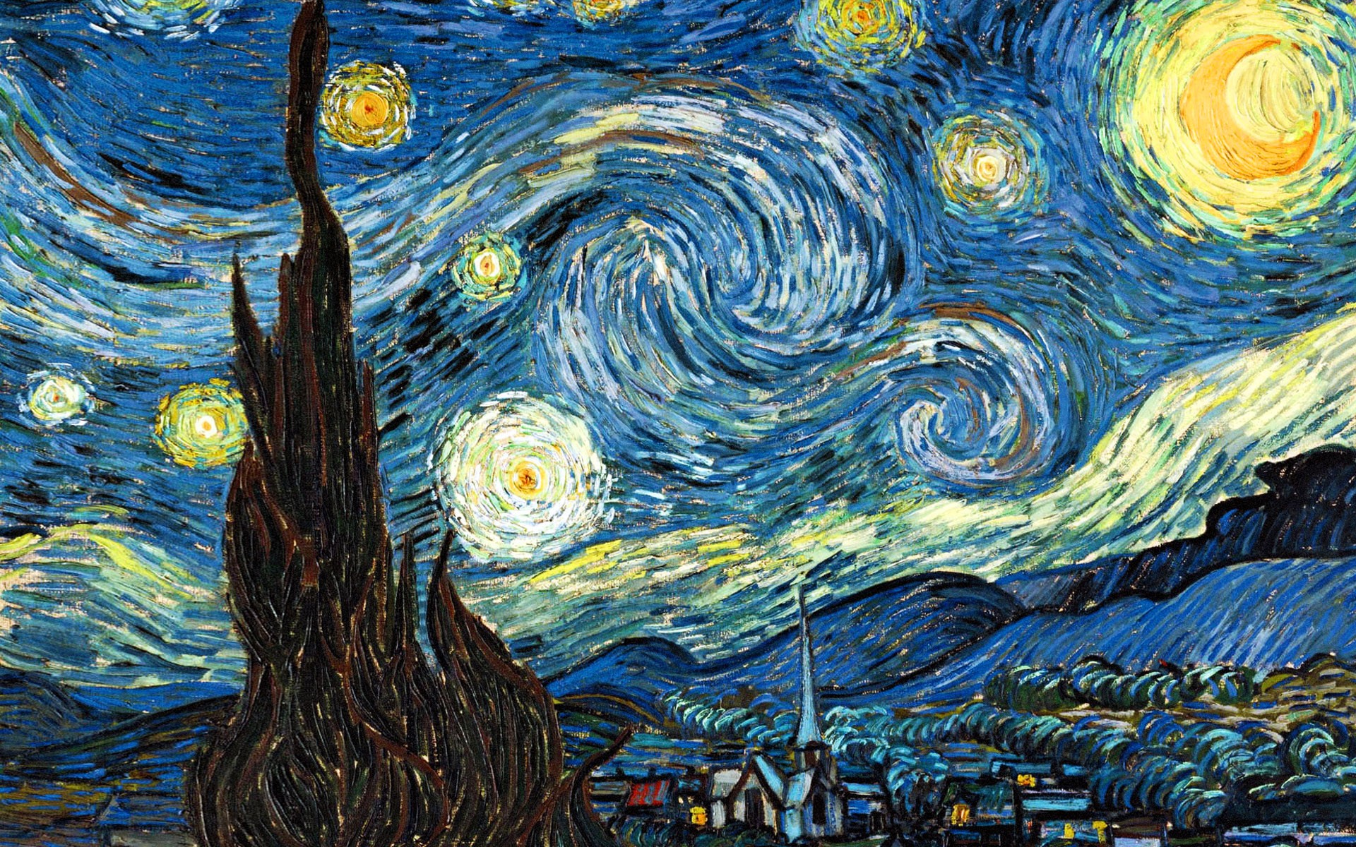 General 1920x1200 Vincent van Gogh painting The Starry Night classic art stars surreal artwork