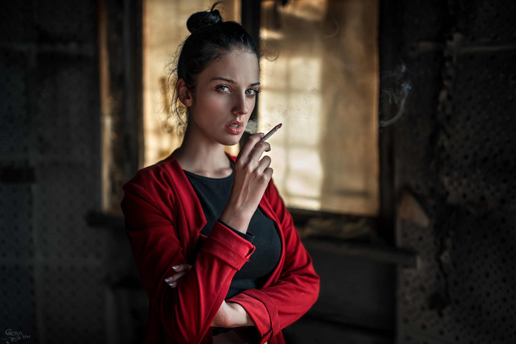 Alla Berger Women Model Georgy Chernyadyev Face Smoke Portrait Smoking Cigarettes 6406
