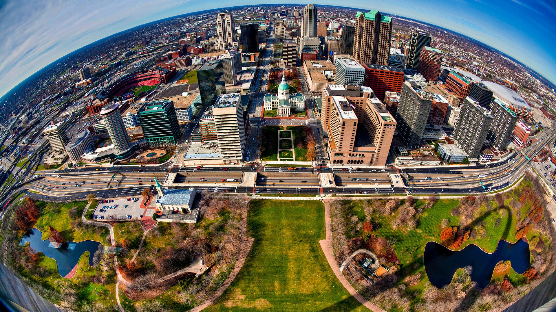 General 1920x1080 cityscape city HDR building St. Louis USA aerial view