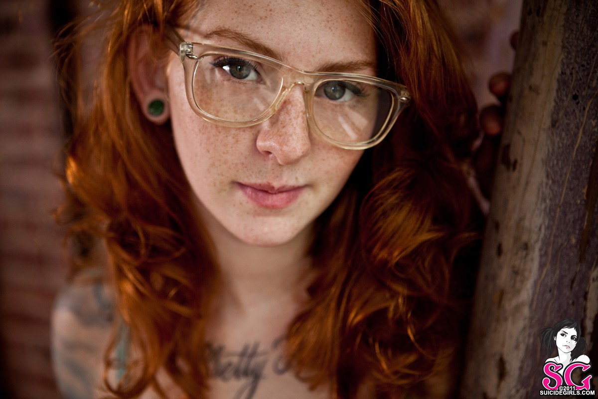 People 1200x800 Suicide Girls women redhead model women with glasses July Suicide freckles glasses ear tunnels