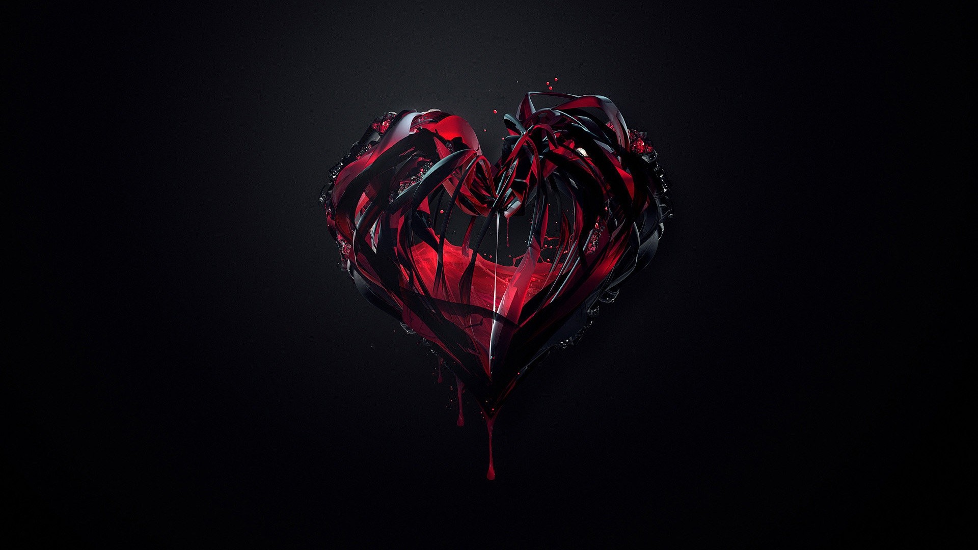 General 1920x1080 artwork Justin Maller dark background digital art dark heart (design) abstract 3D Abstract blood liquid gradient DeviantArt