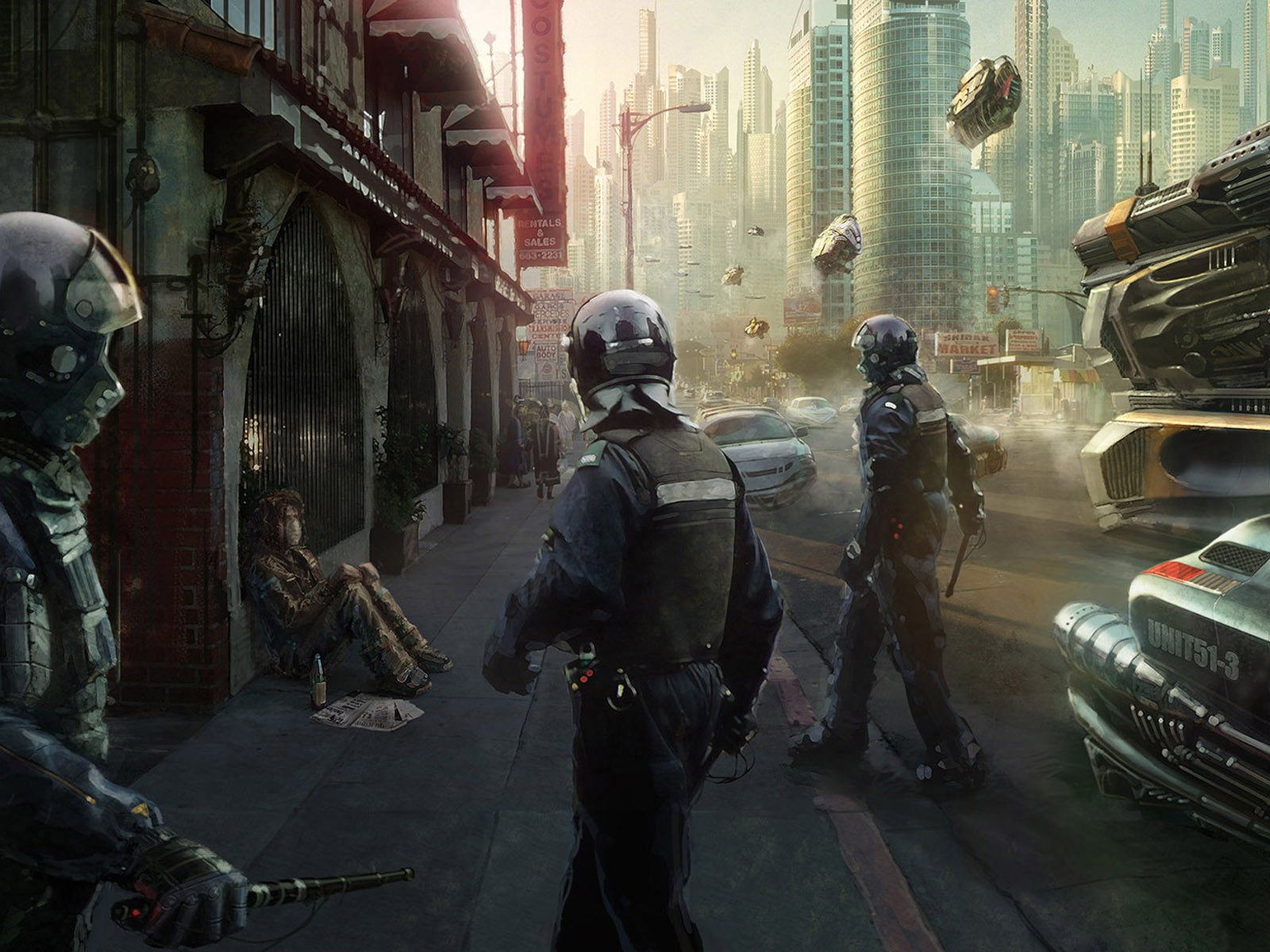 General 1600x1200 dystopian artwork futuristic futuristic city science fiction police city urban street