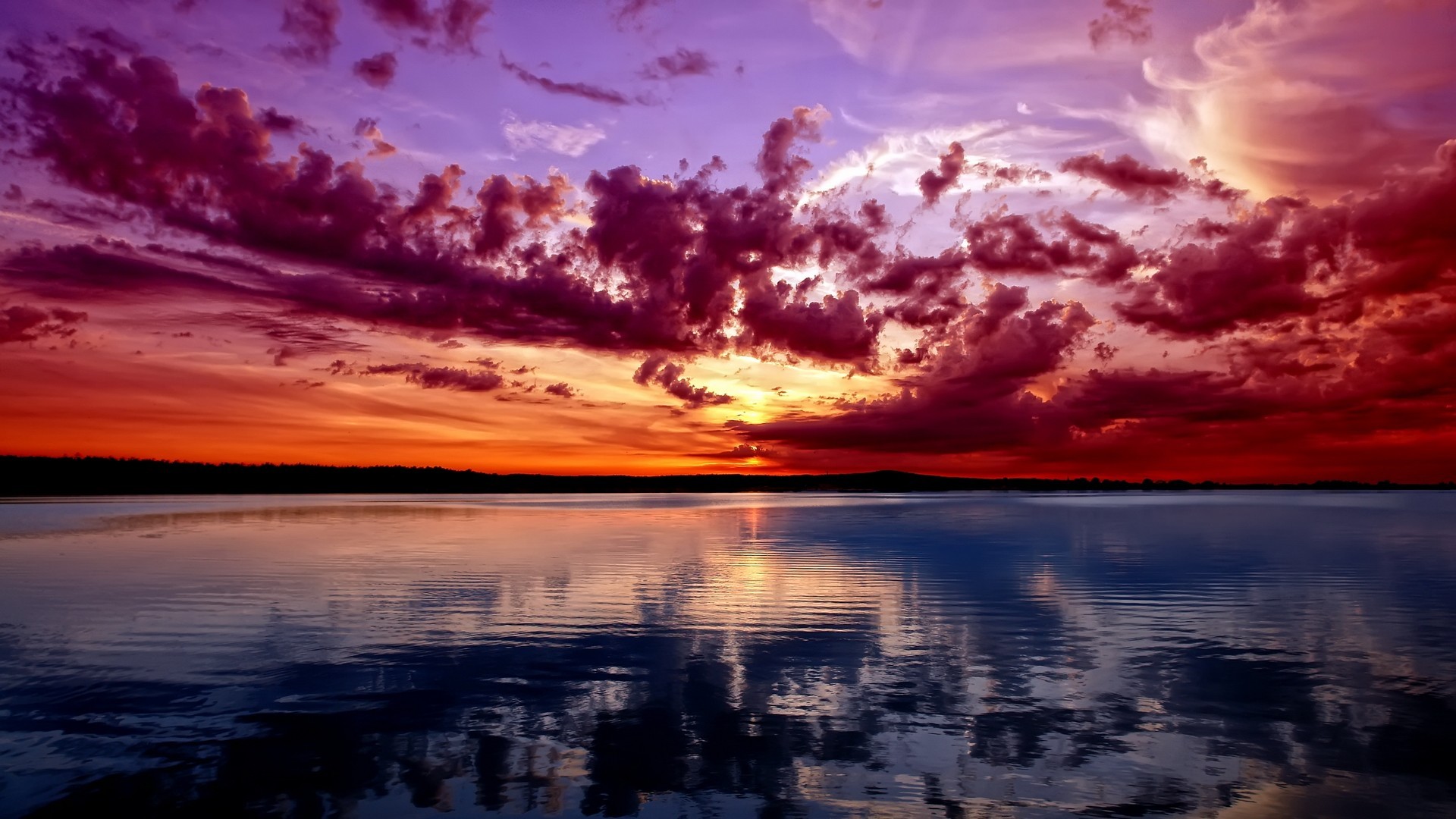 General 1920x1080 landscape HDR sunset beach sunlight clouds sky water reflection
