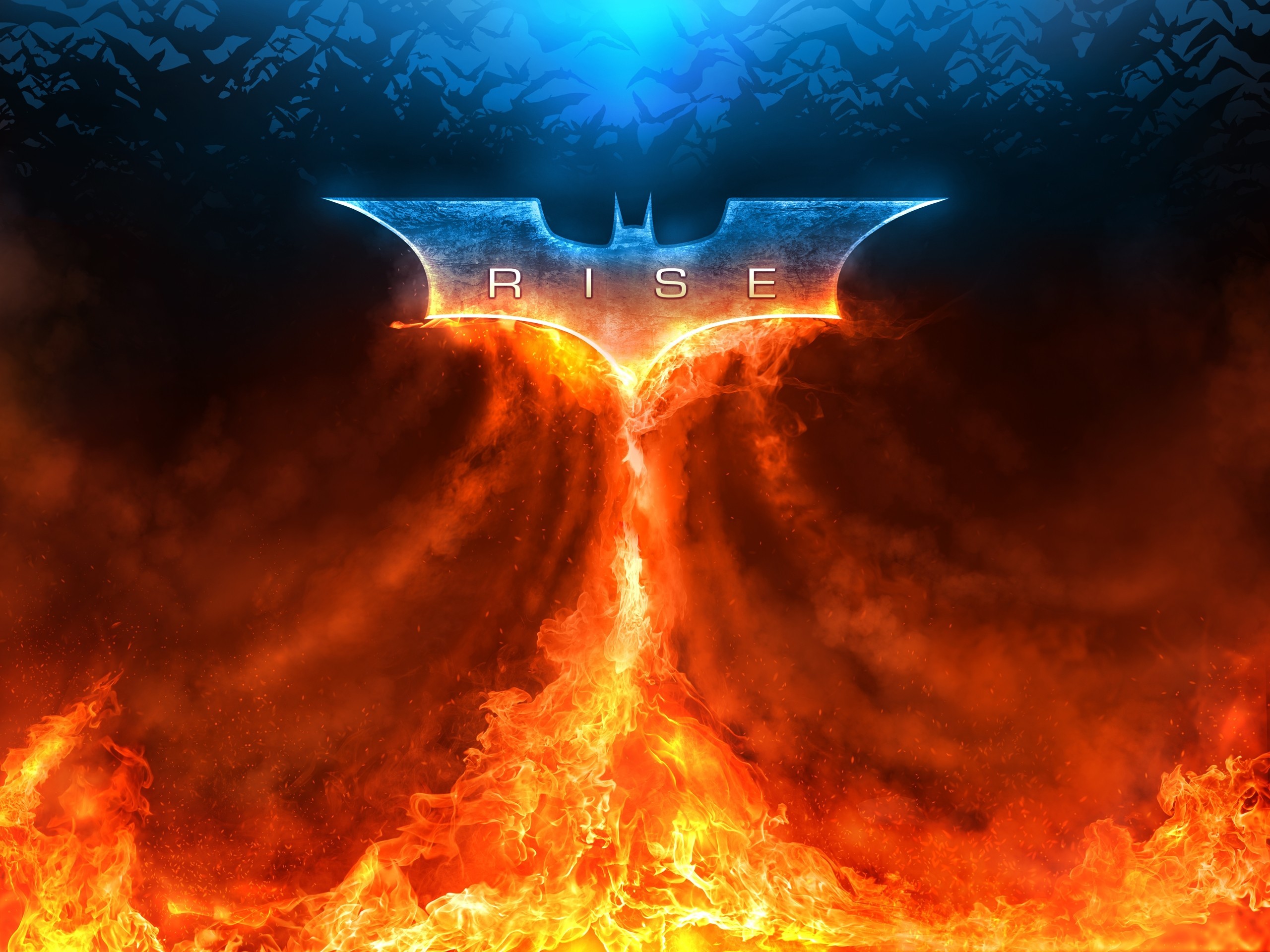 General 2560x1920 The Dark Knight Rises Batman movies Batman logo fire Flame Painter burning digital art