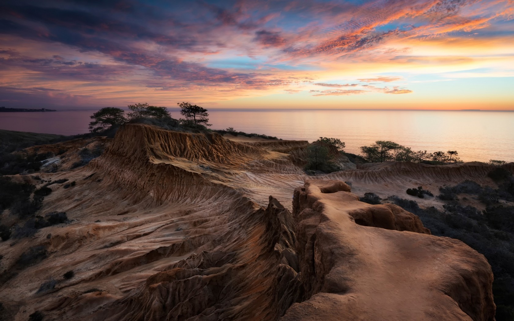General 1680x1050 nature landscape desert coast sunset sea rock formation