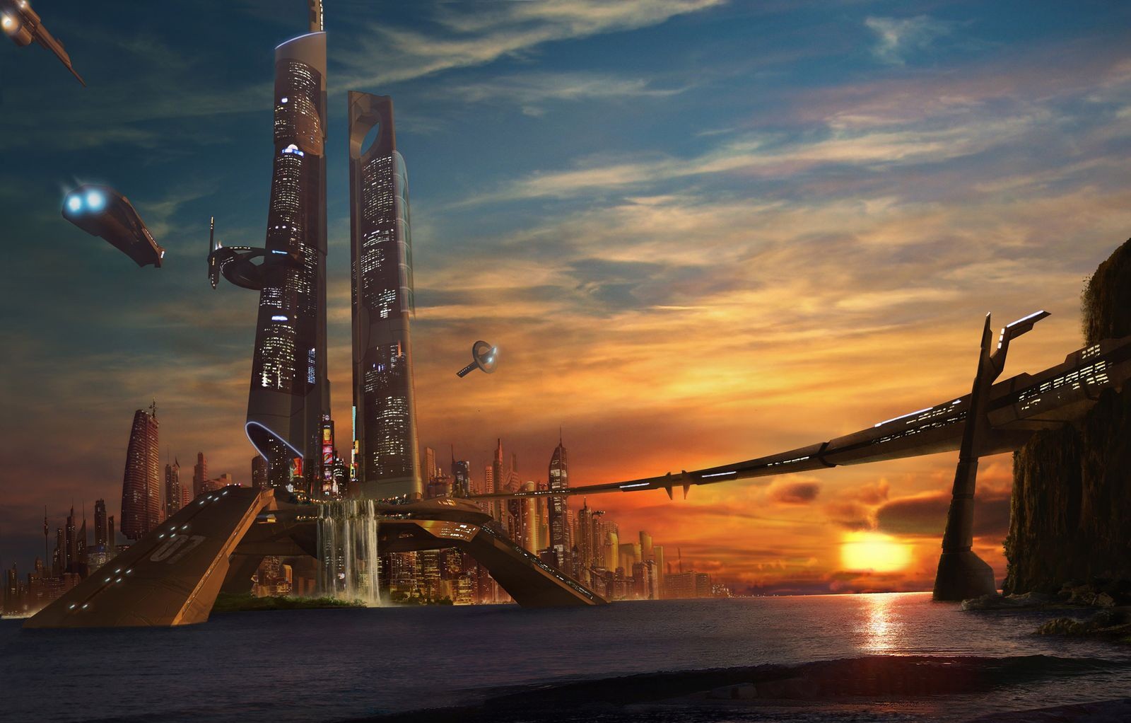 General 1600x1022 science fiction futuristic city digital art sunlight cityscape