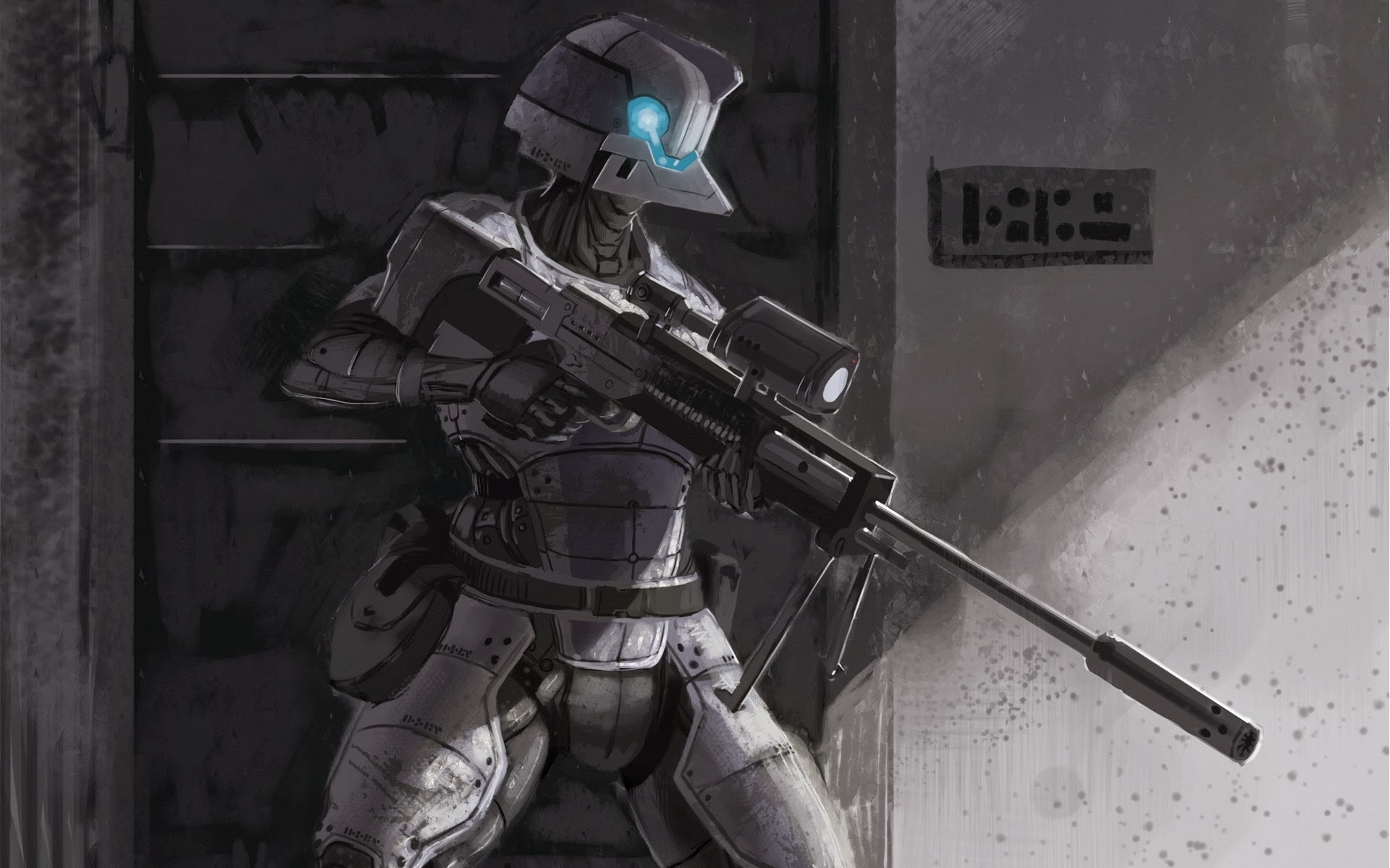 General 1920x1200 robot sniper rifle futuristic science fiction weapon rifles artwork