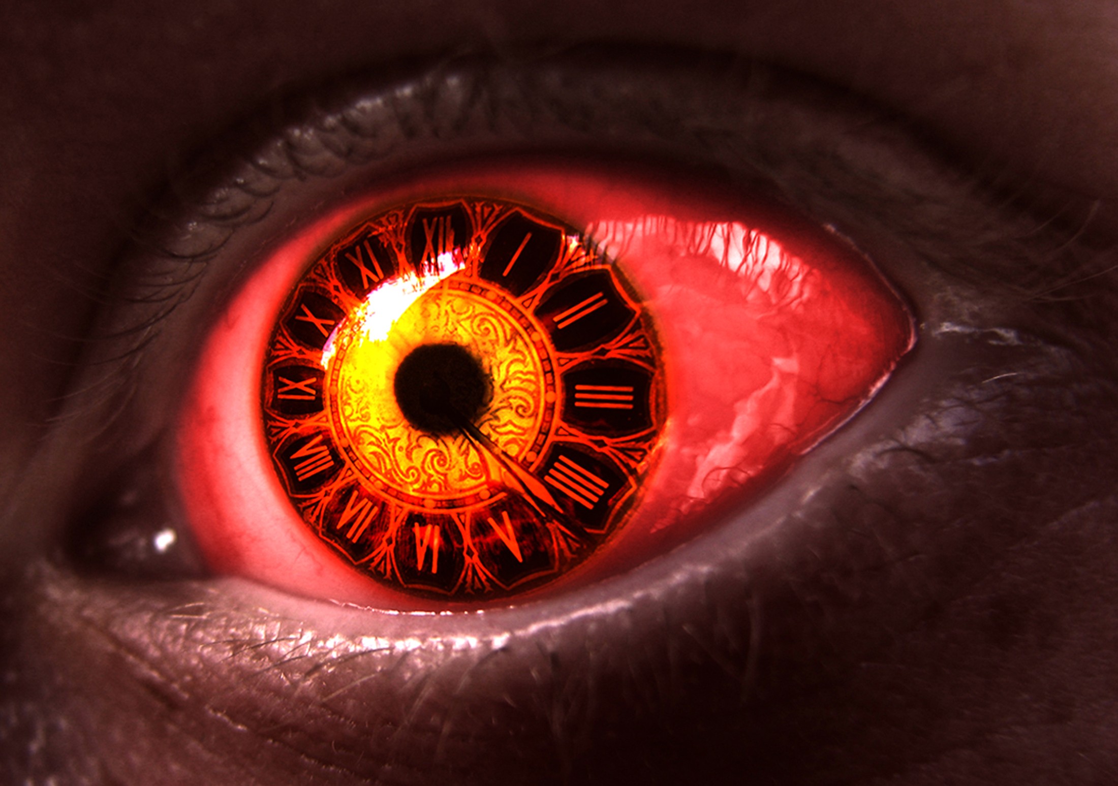 General 2200x1547 eyes clocks digital art spooky closeup