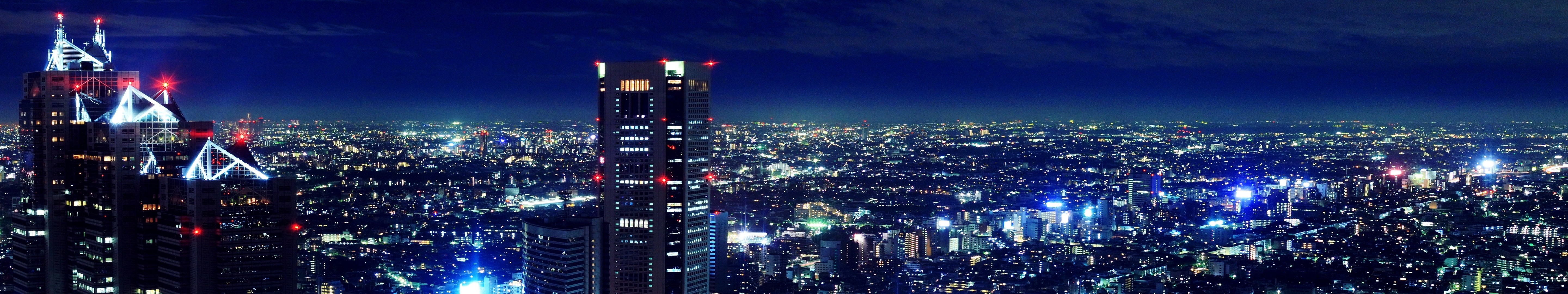 General 5760x1080 Japan city cityscape night lights Asia city lights panorama