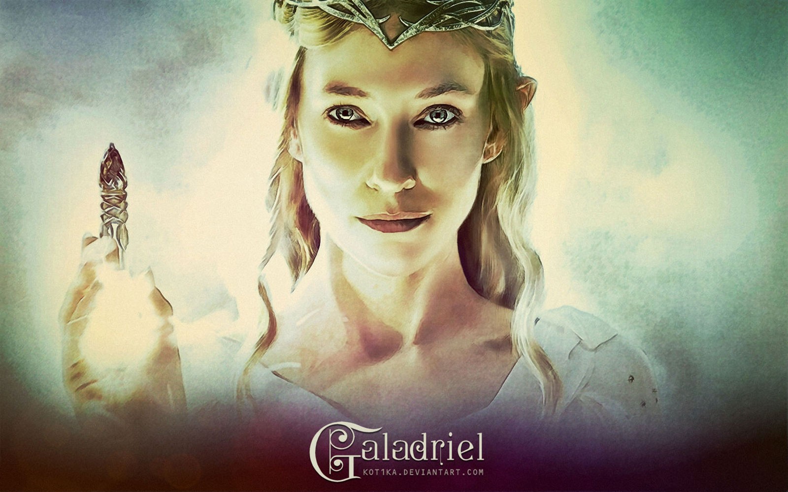 General 1600x1000 The Lord of the Rings fantasy art Galadriel Cate Blanchett movies blonde face artwork fantasy girl DeviantArt actress women