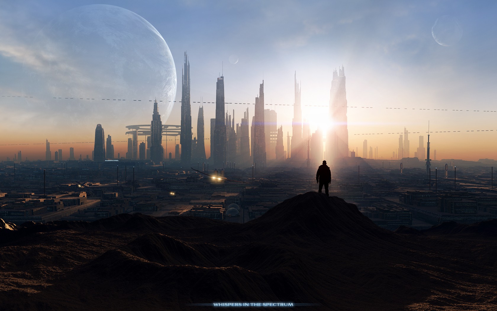 General 1680x1050 science fiction people planet digital art futuristic city sky futuristic