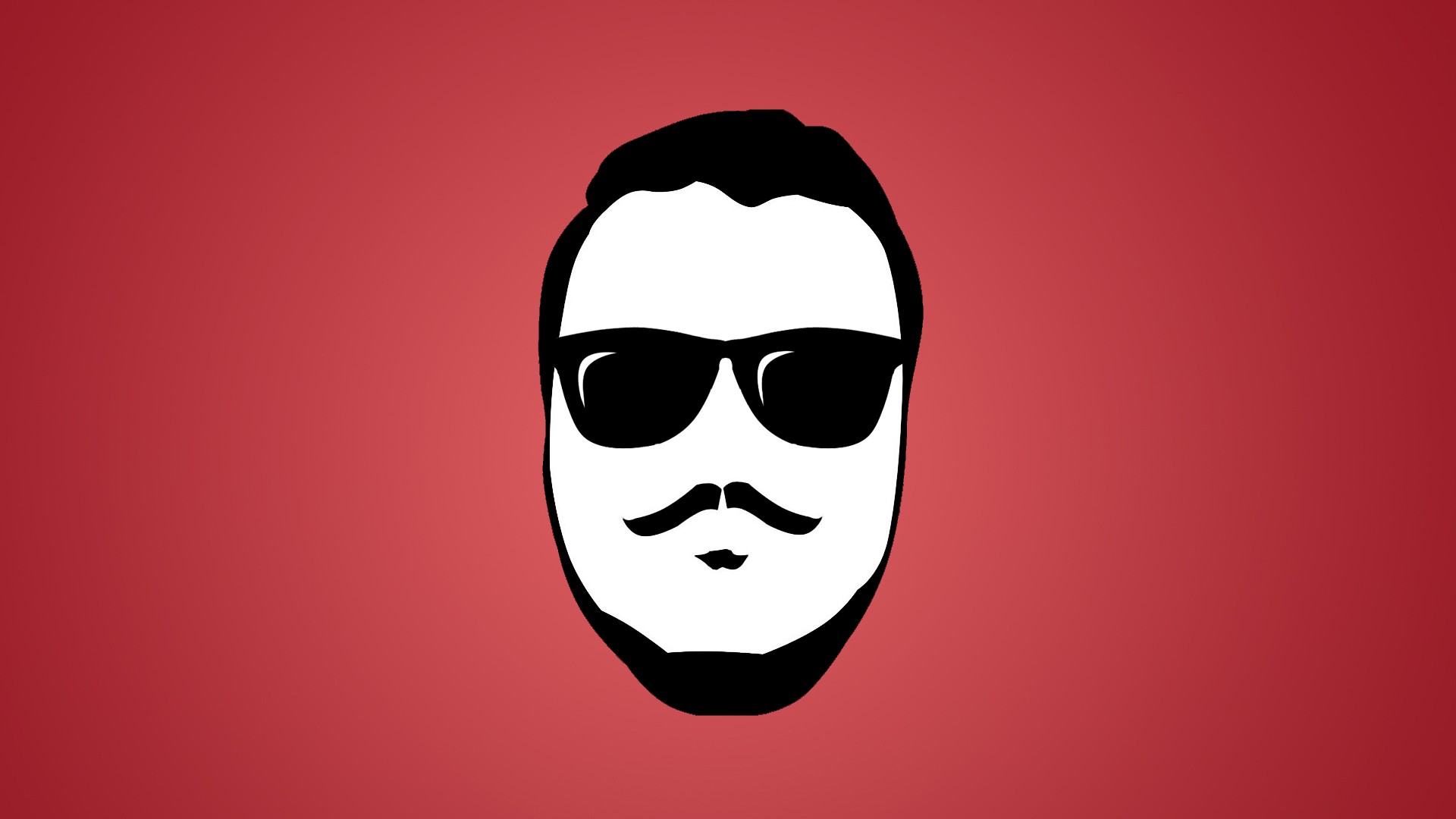 General 1920x1080 minimalism face red background sunglasses red