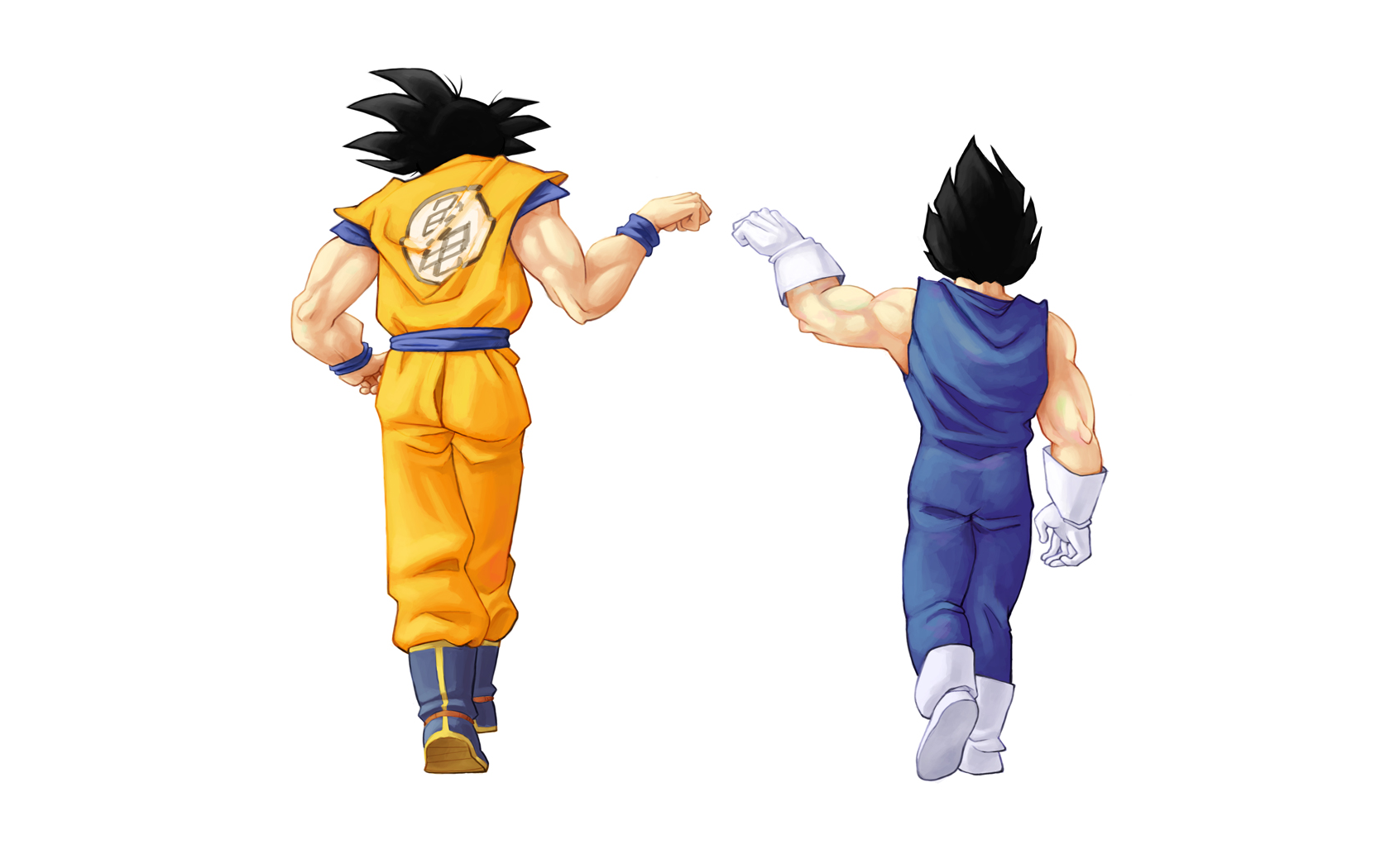 Anime 1680x1050 Dragon Ball Son Goku Vegeta anime boys anime fist simple background dark hair muscles white background